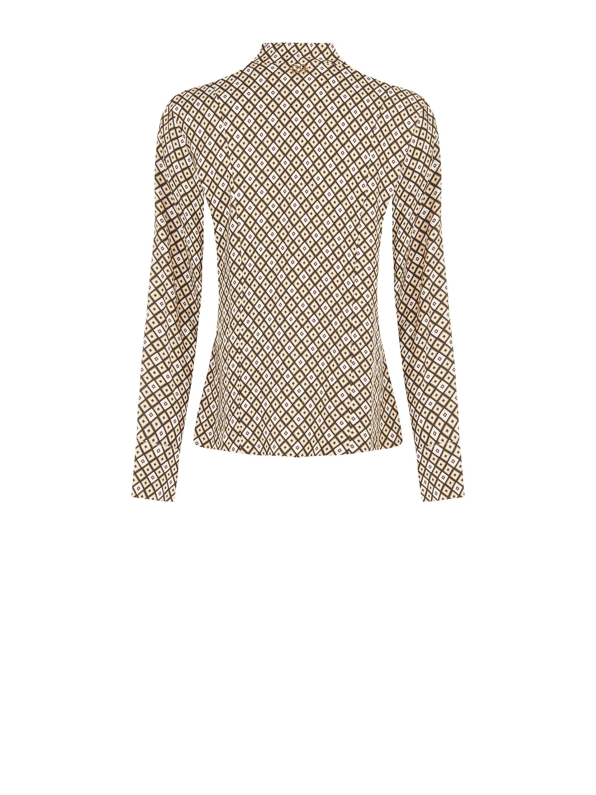 Blusa In Viscosa A Fantasia Geometrica Con Scollo A V E Fiocco Rinascimento