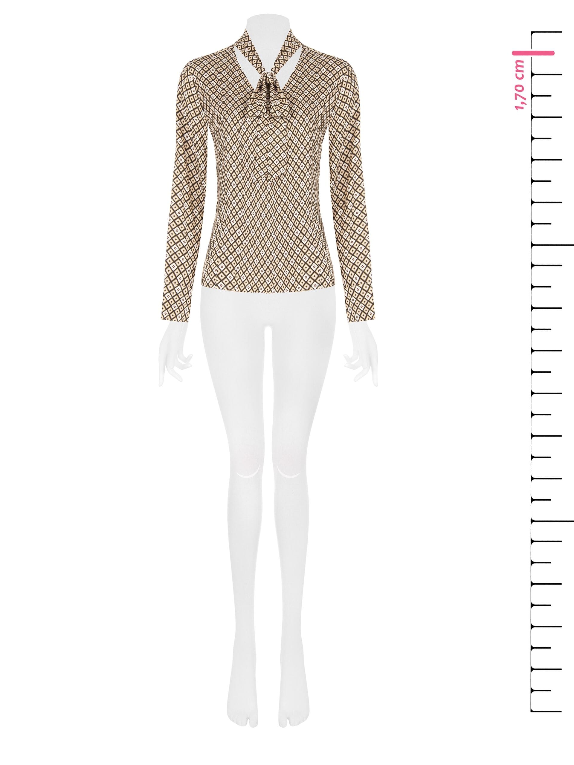 Blusa In Viscosa A Fantasia Geometrica Con Scollo A V E Fiocco Rinascimento