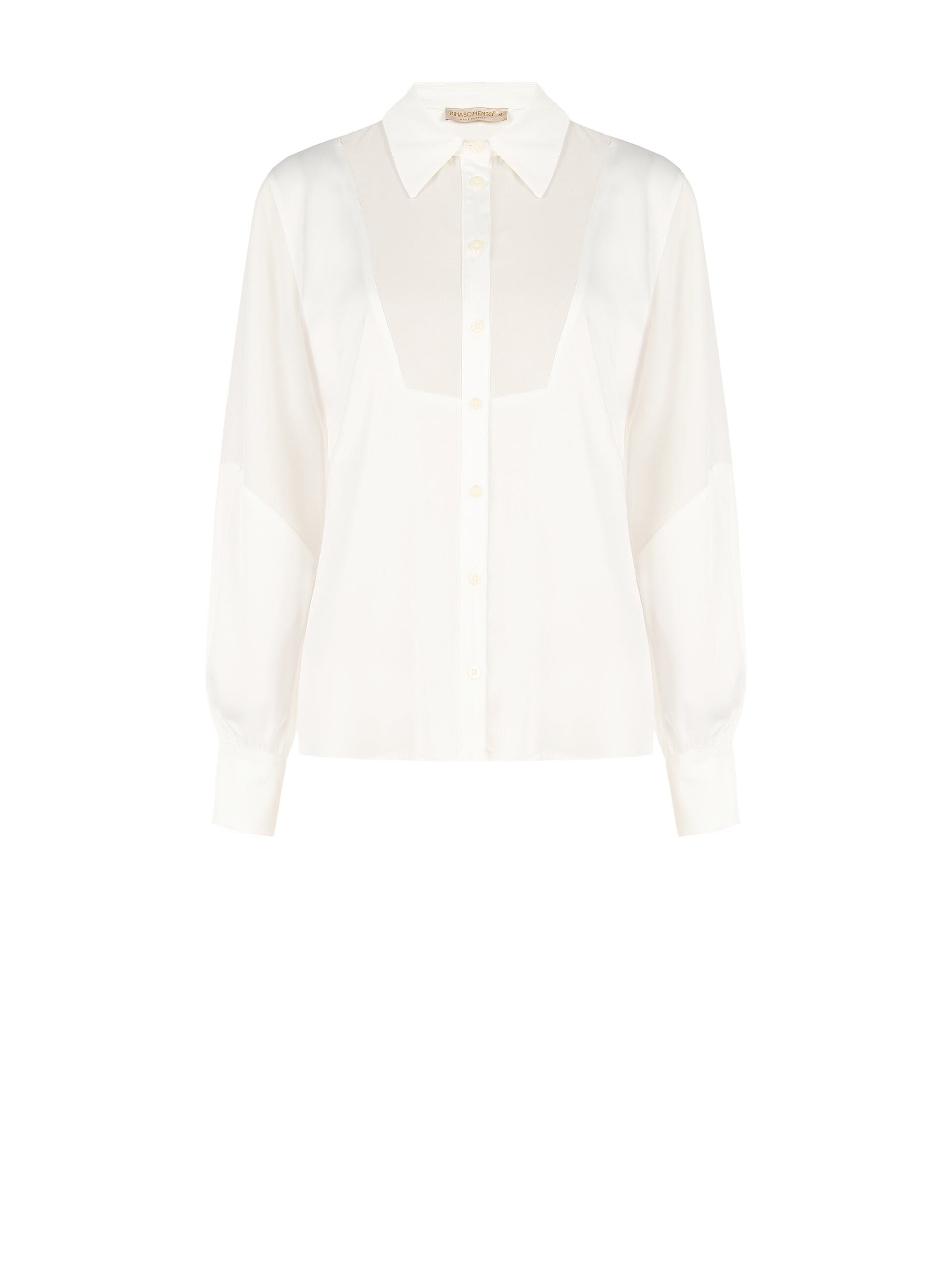Camicia Ampia E Fluida In Raso Con Inserto In Georgette Semitrasparente Rinascimento