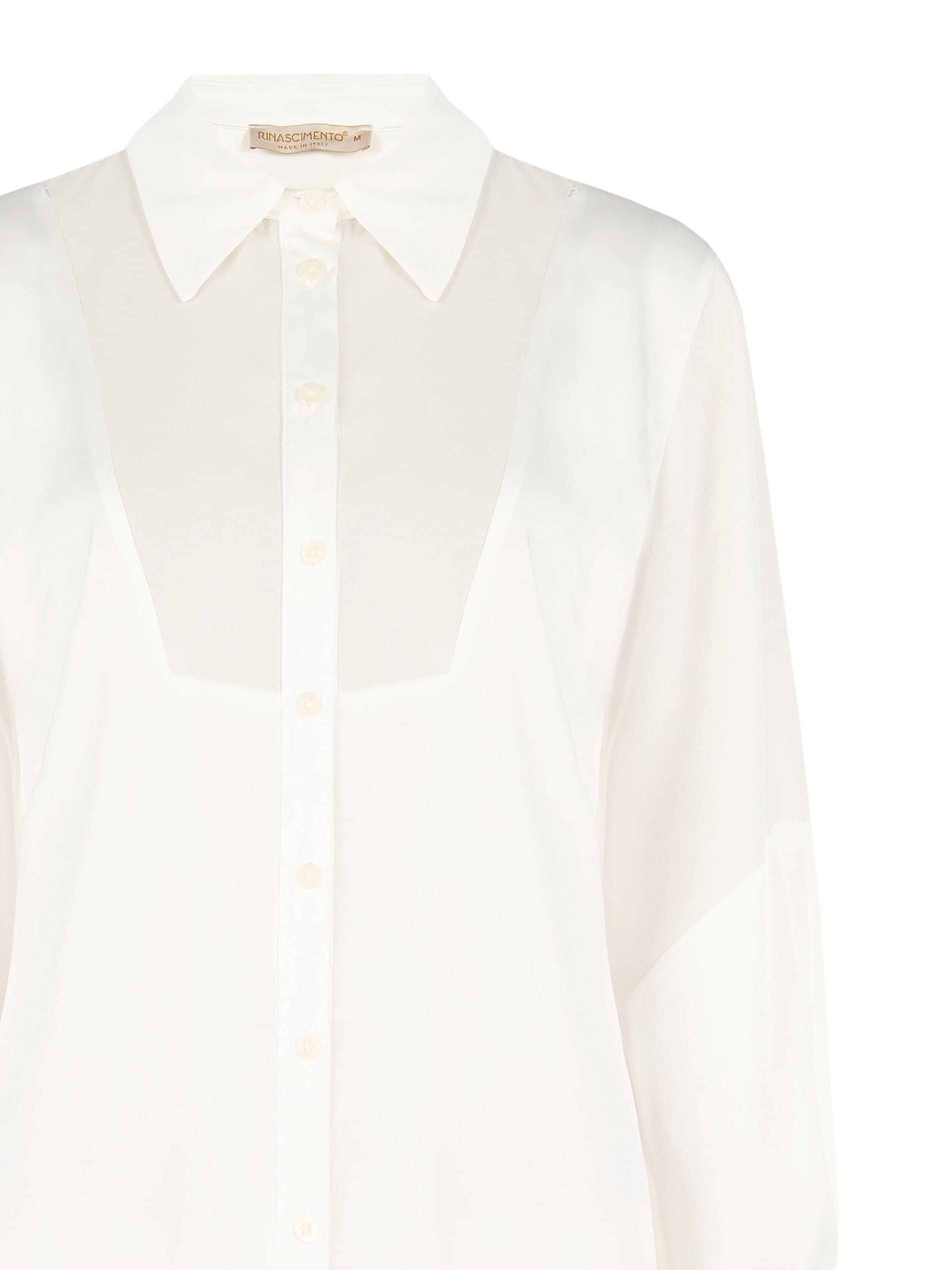 Camicia Ampia E Fluida In Raso Con Inserto In Georgette Semitrasparente Rinascimento