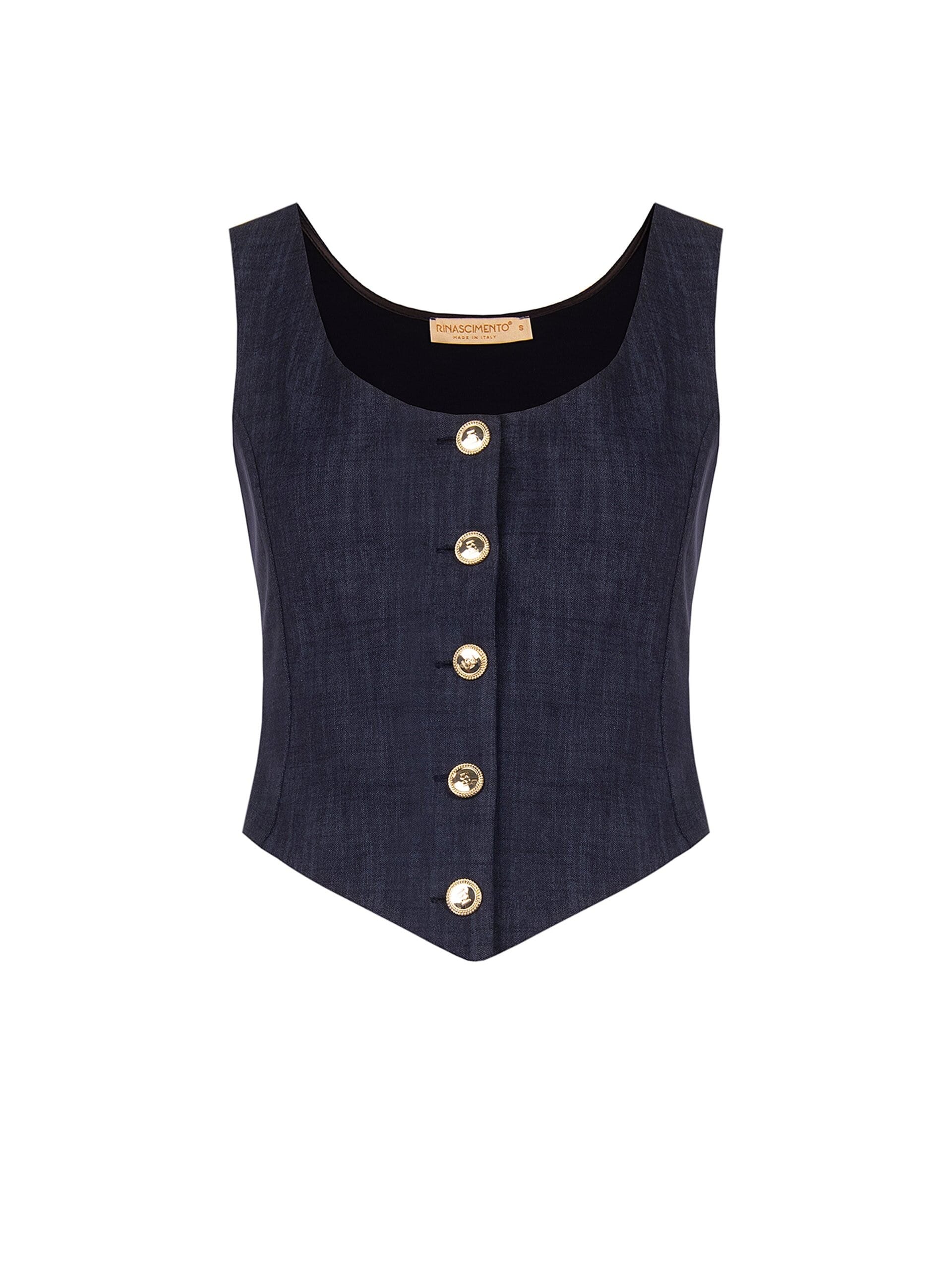 Short, Fitted, V-neck Waistcoat in ‘Punto Milano Rinascimento’