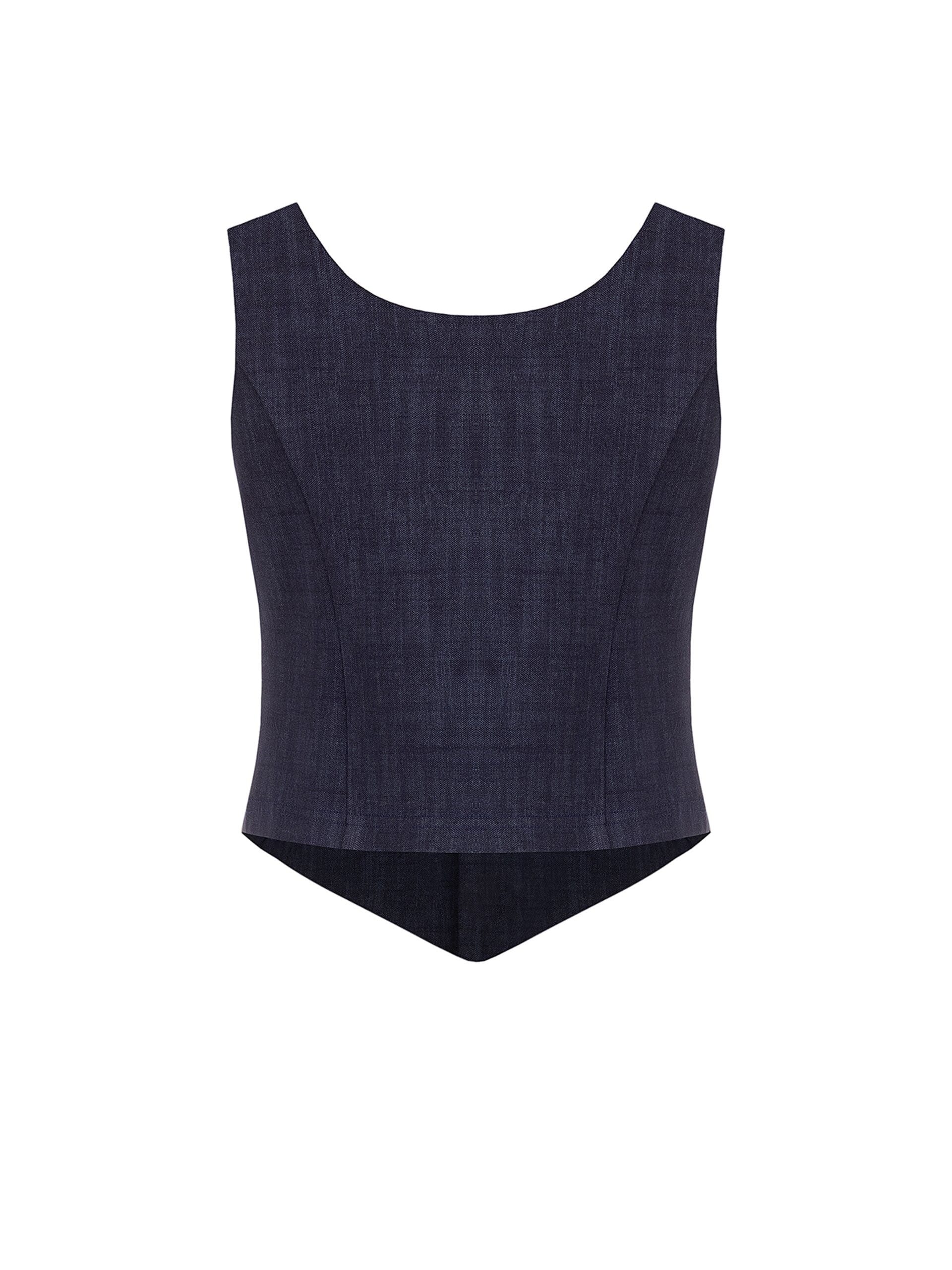 Short, Fitted, V-neck Waistcoat in ‘Punto Milano Rinascimento’