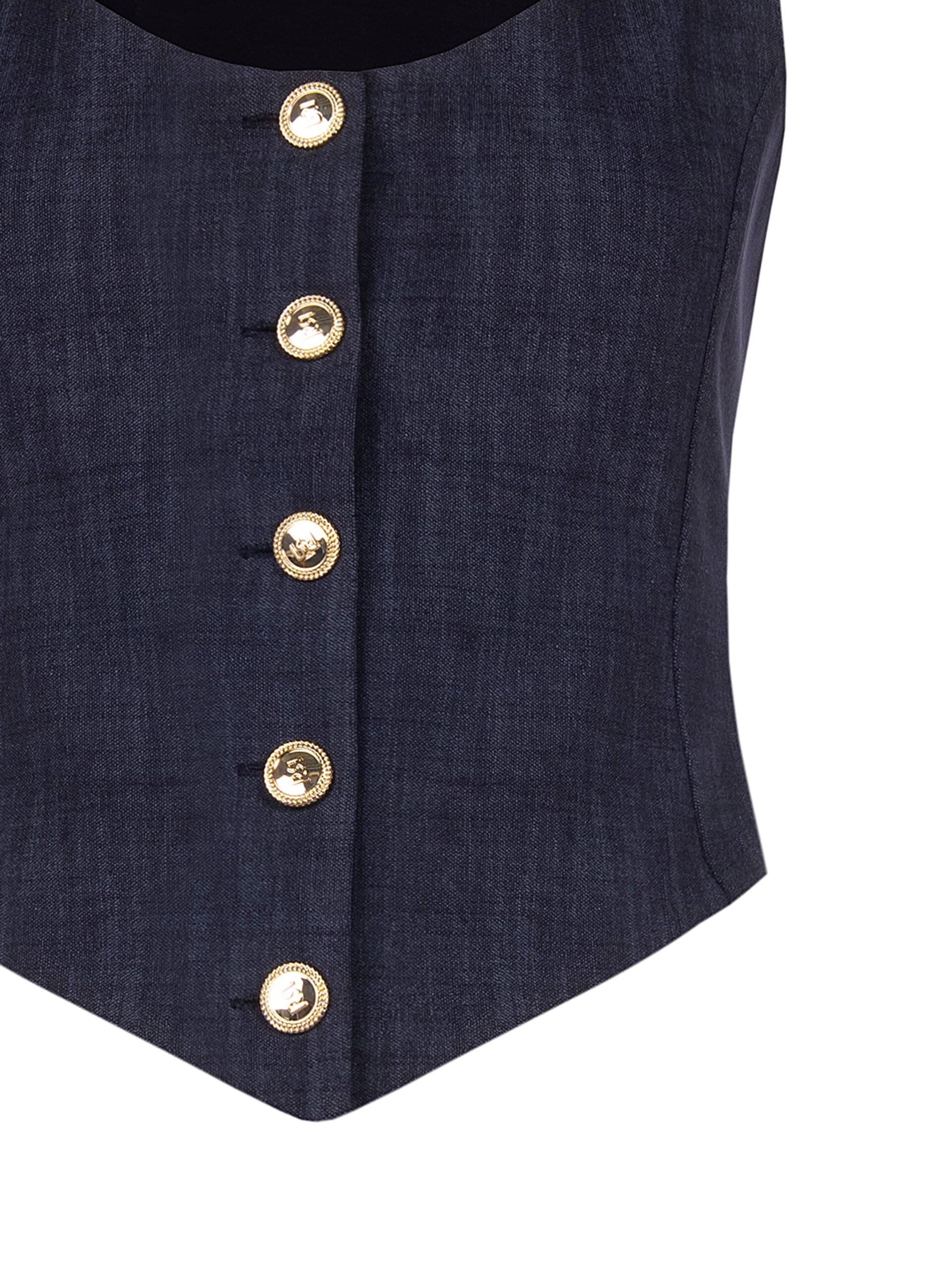 Short, Fitted, V-neck Waistcoat in ‘Punto Milano Rinascimento’