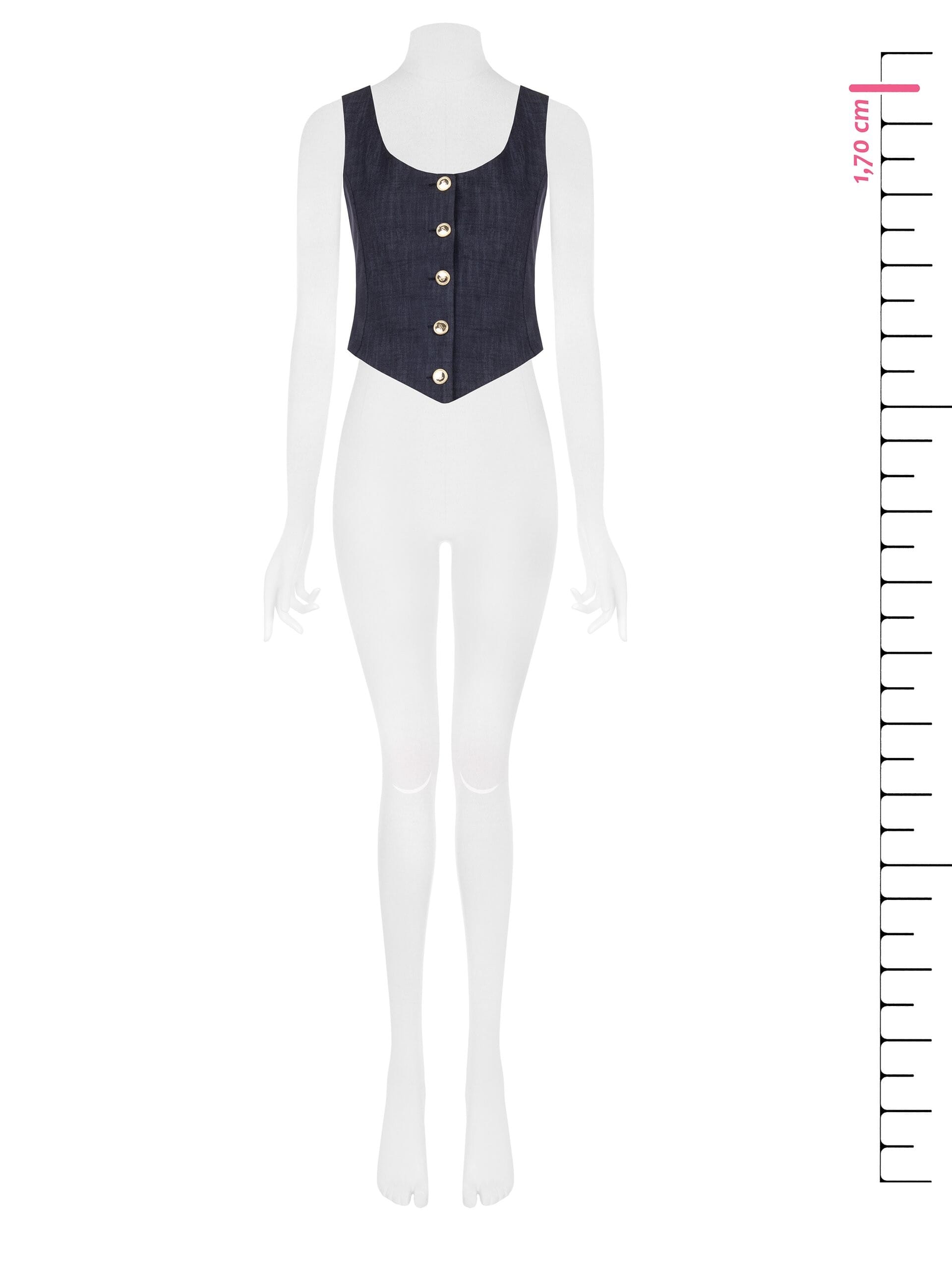 Short, Fitted, V-neck Waistcoat in ‘Punto Milano Rinascimento’