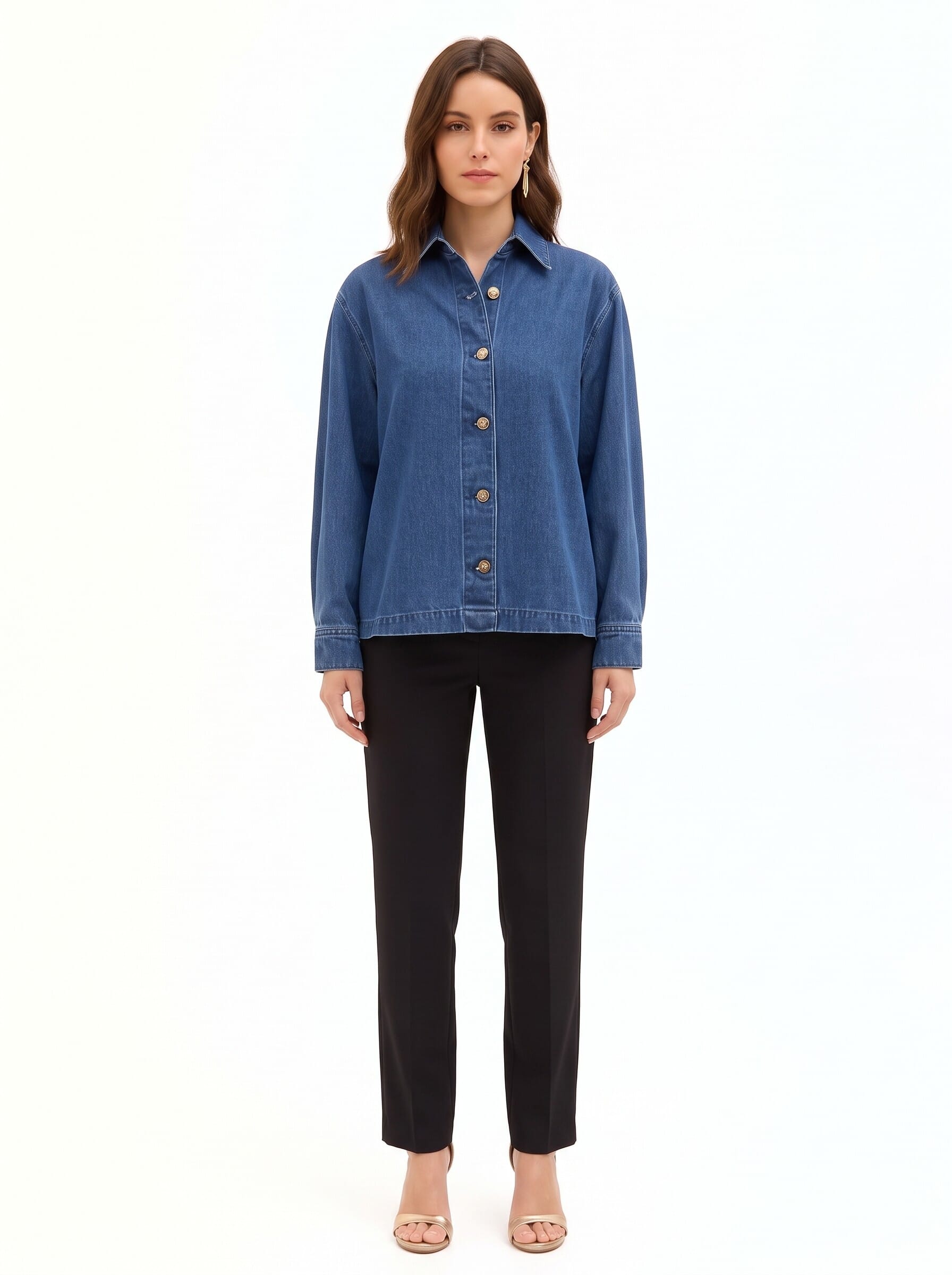 Asymmetrical Oversized Denim Jacket with a Pleated Back – Rinascimento