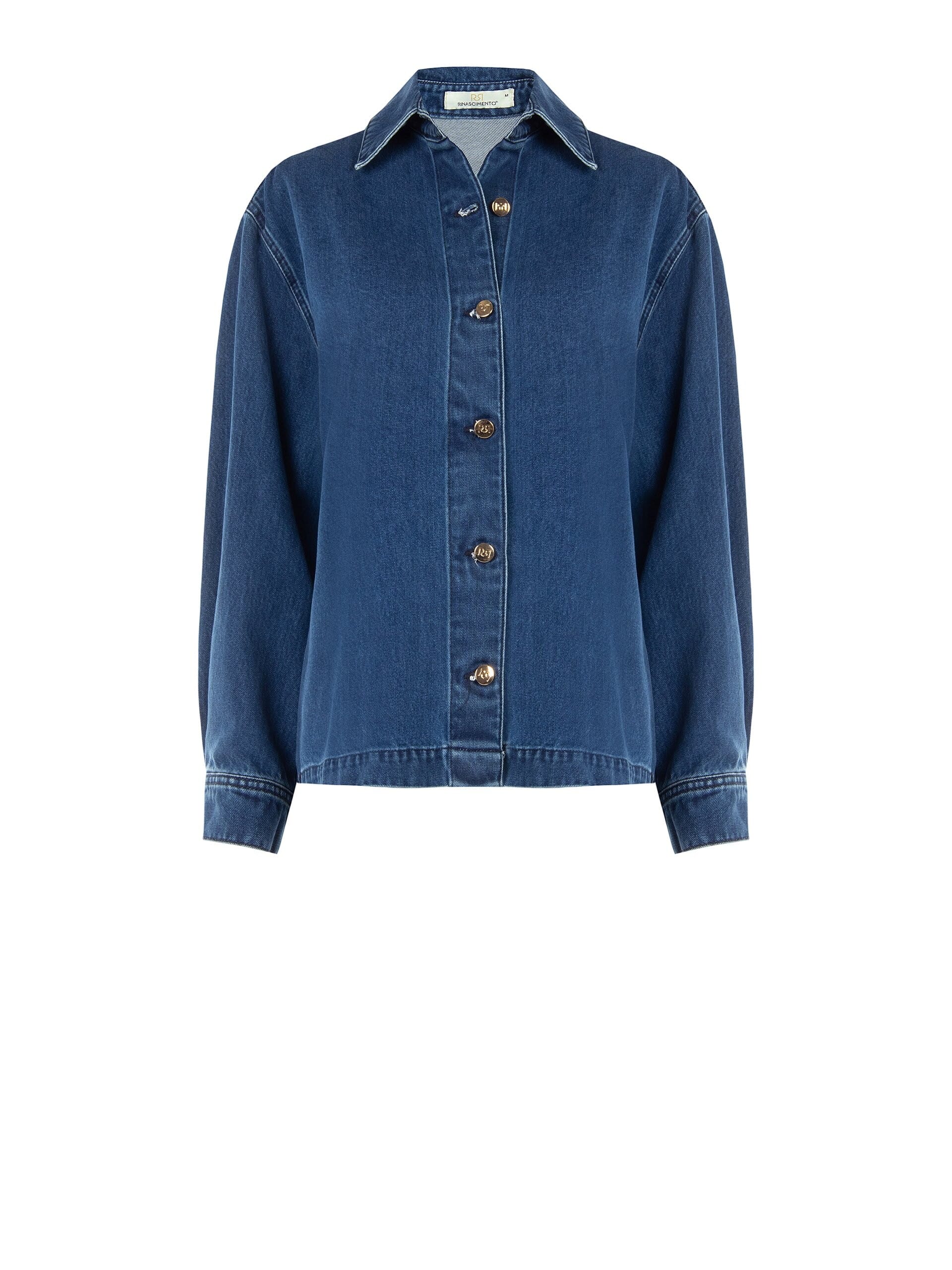 Asymmetrical Oversized Denim Jacket with a Pleated Back – Rinascimento