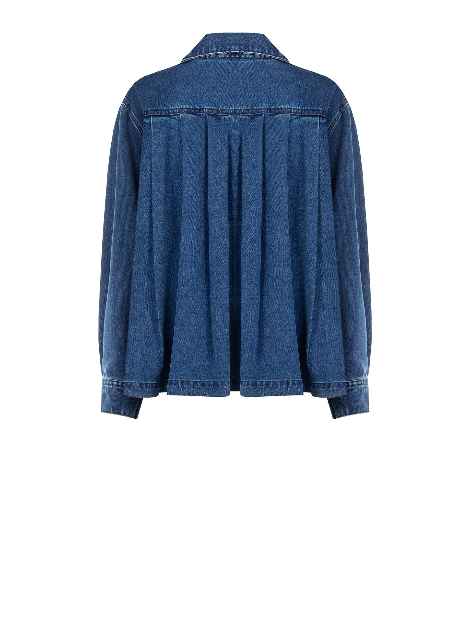 Asymmetrical Oversized Denim Jacket with a Pleated Back – Rinascimento