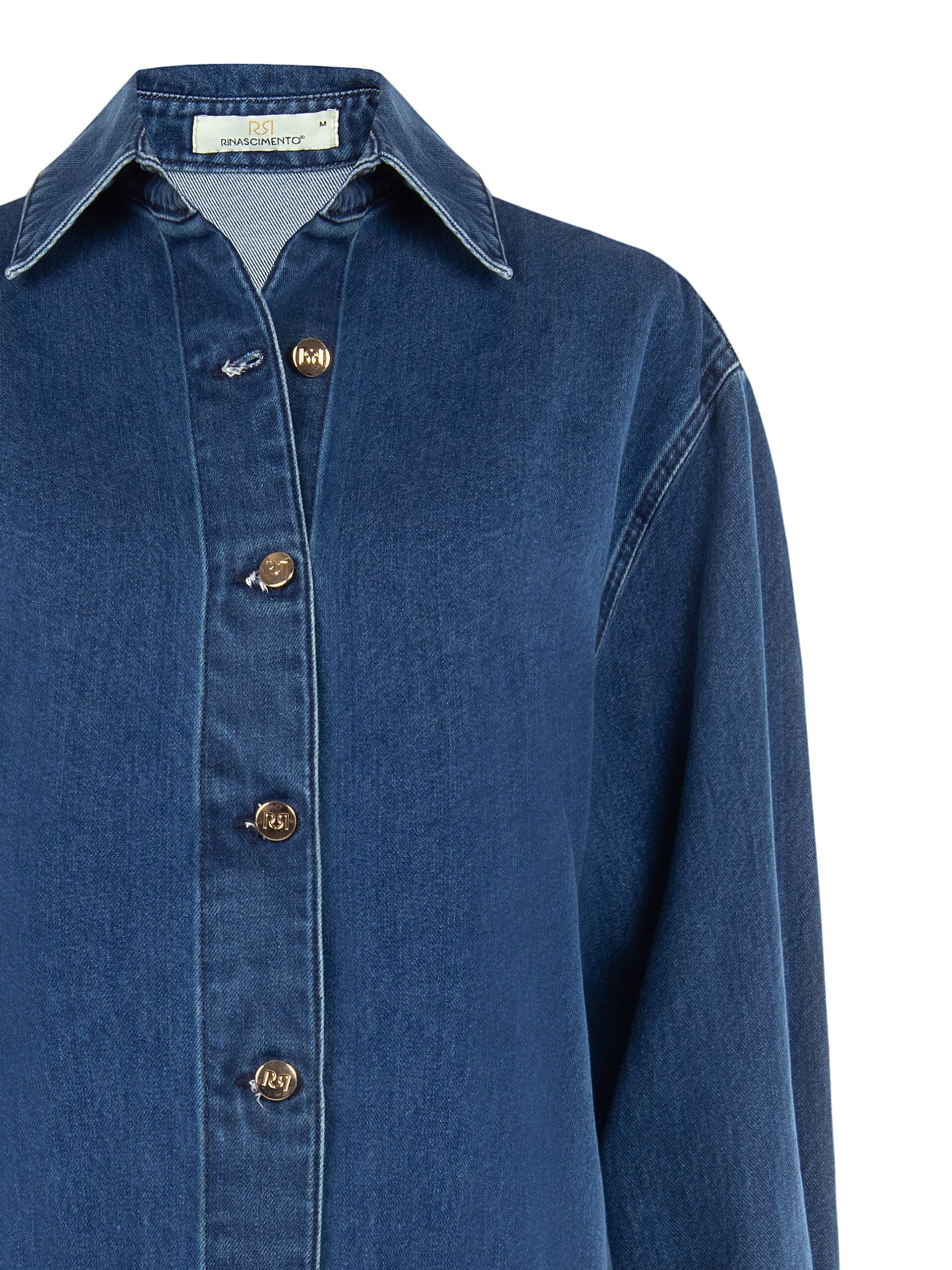 Asymmetrical Oversized Denim Jacket with a Pleated Back – Rinascimento