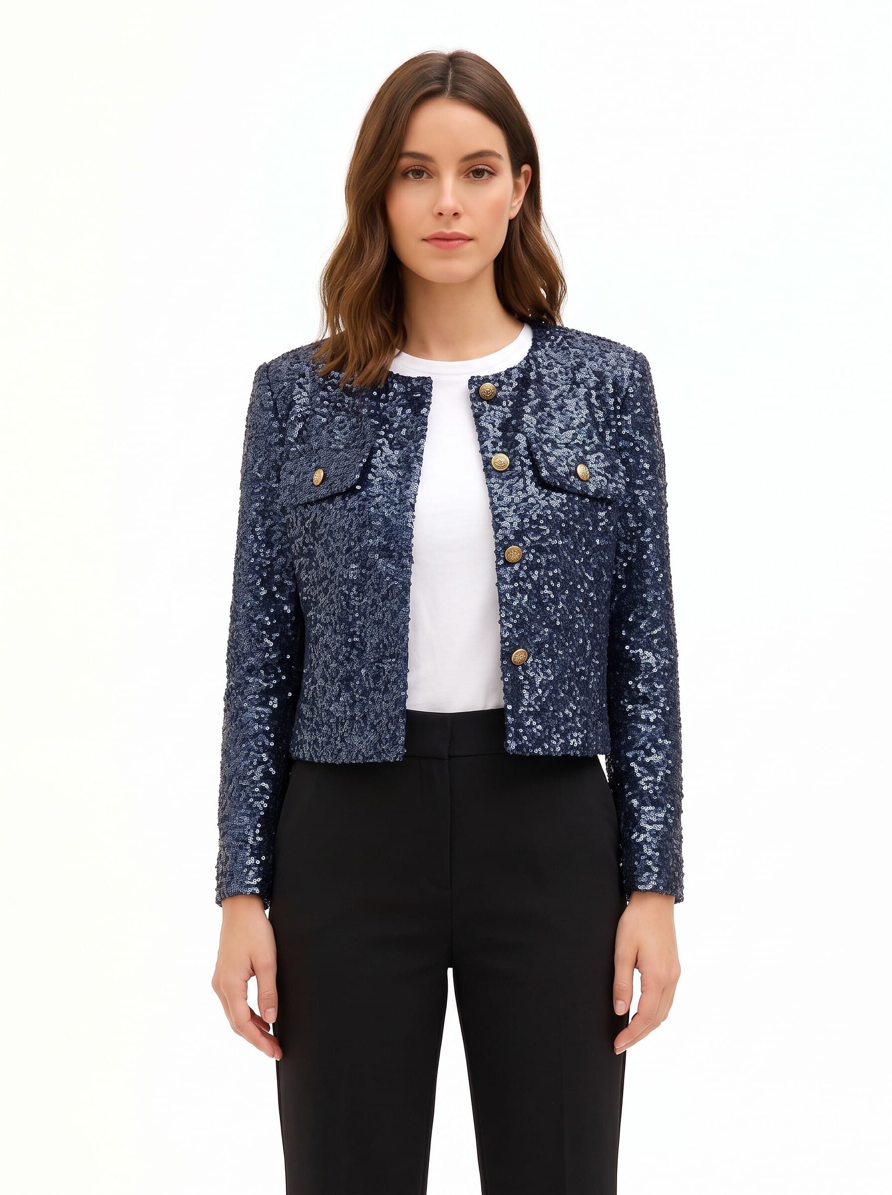 Rinascimento Strapless Short Jacket Covered in Sequins