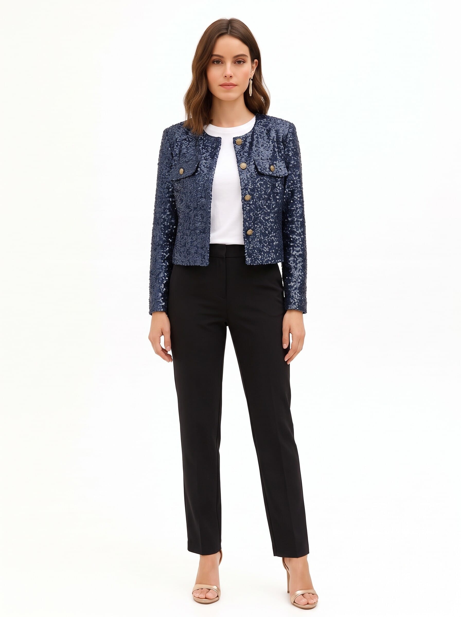 Rinascimento Strapless Short Jacket Covered in Sequins