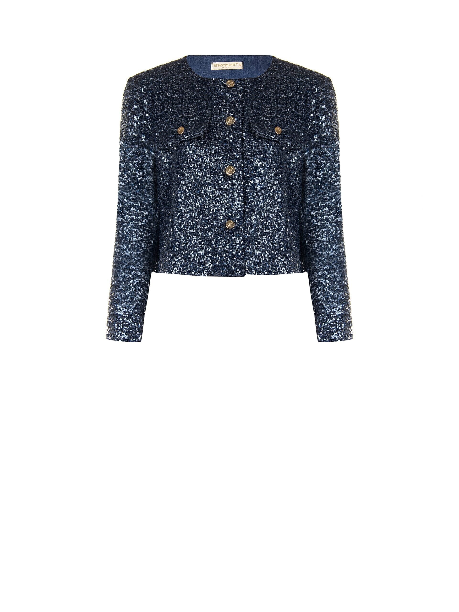 Rinascimento Strapless Short Jacket Covered in Sequins