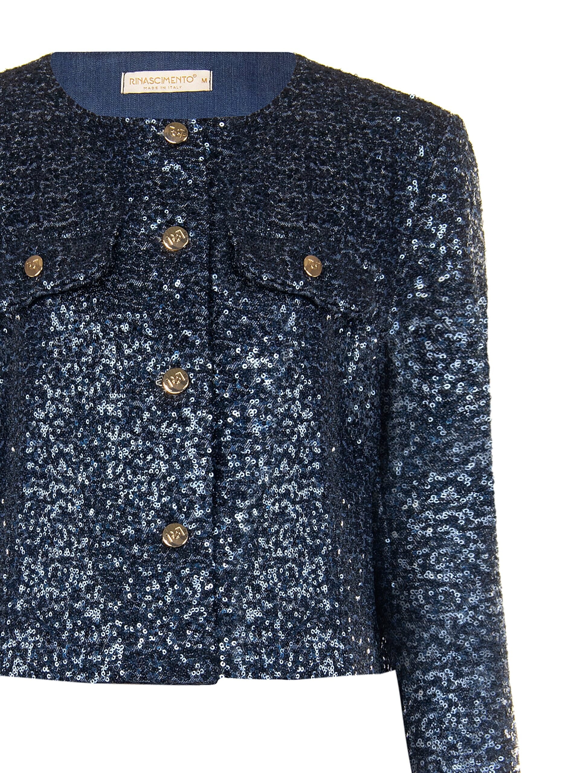 Rinascimento Strapless Short Jacket Covered in Sequins