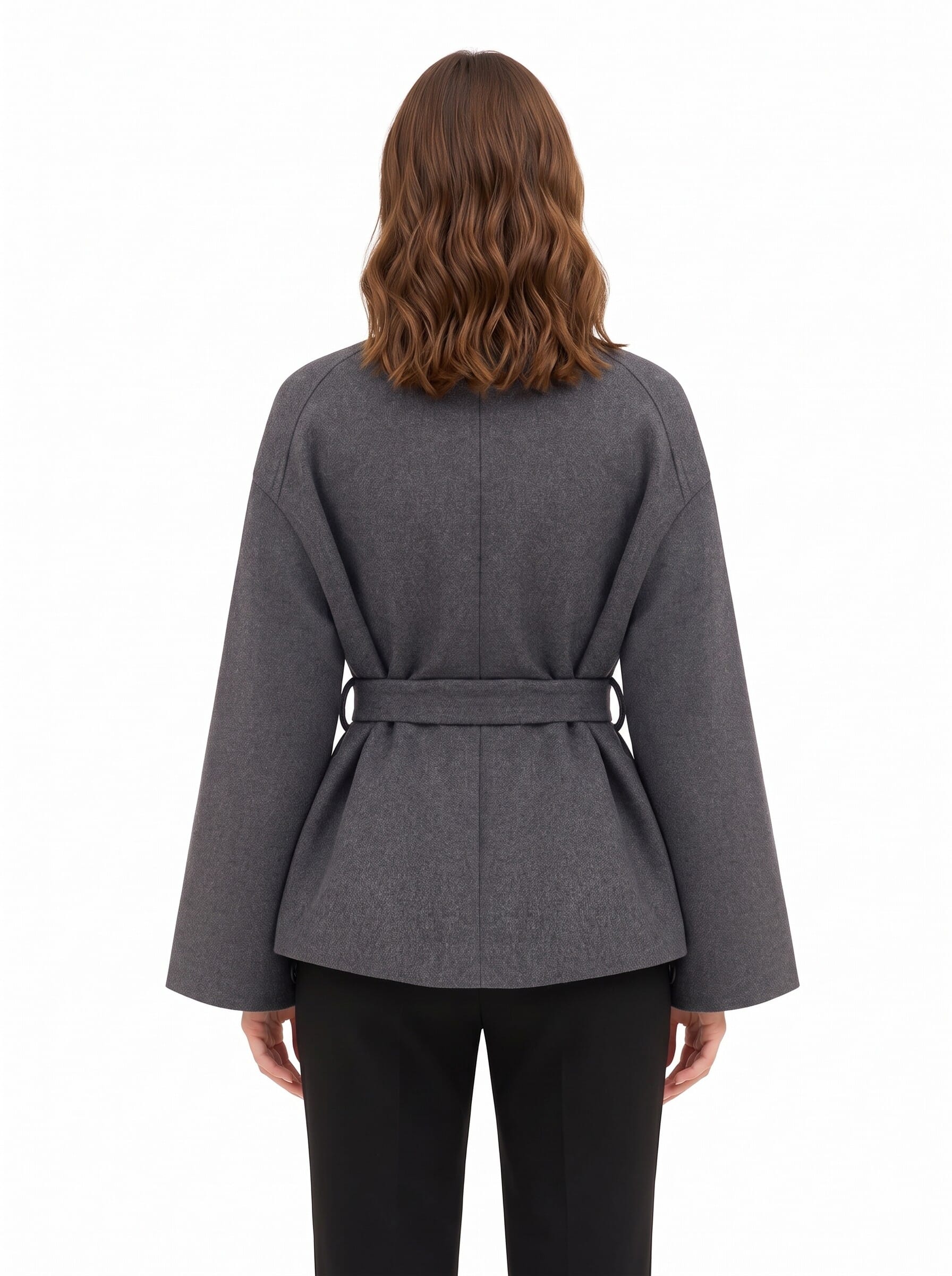 Manteau ample en laine mélangée, à manches longues et ceinture assortie, marque Rinascimento