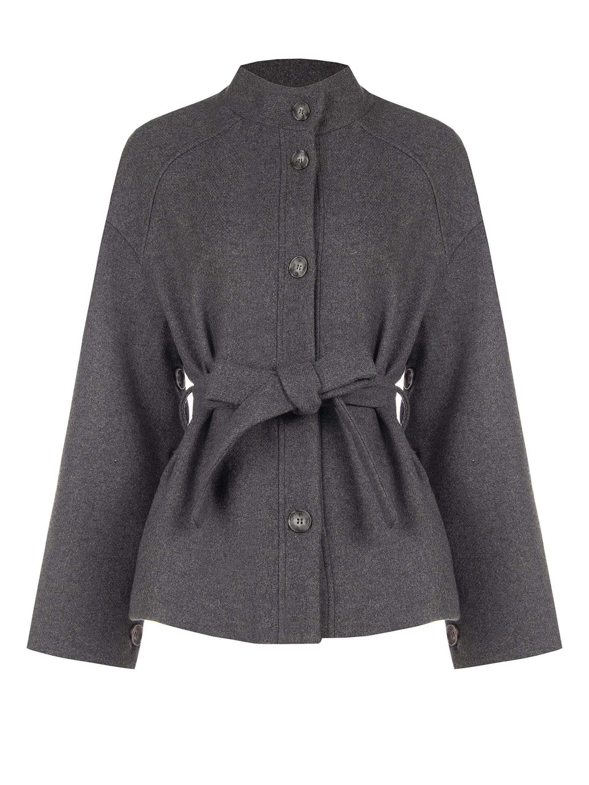 Manteau ample en laine mélangée, à manches longues et ceinture assortie, marque Rinascimento