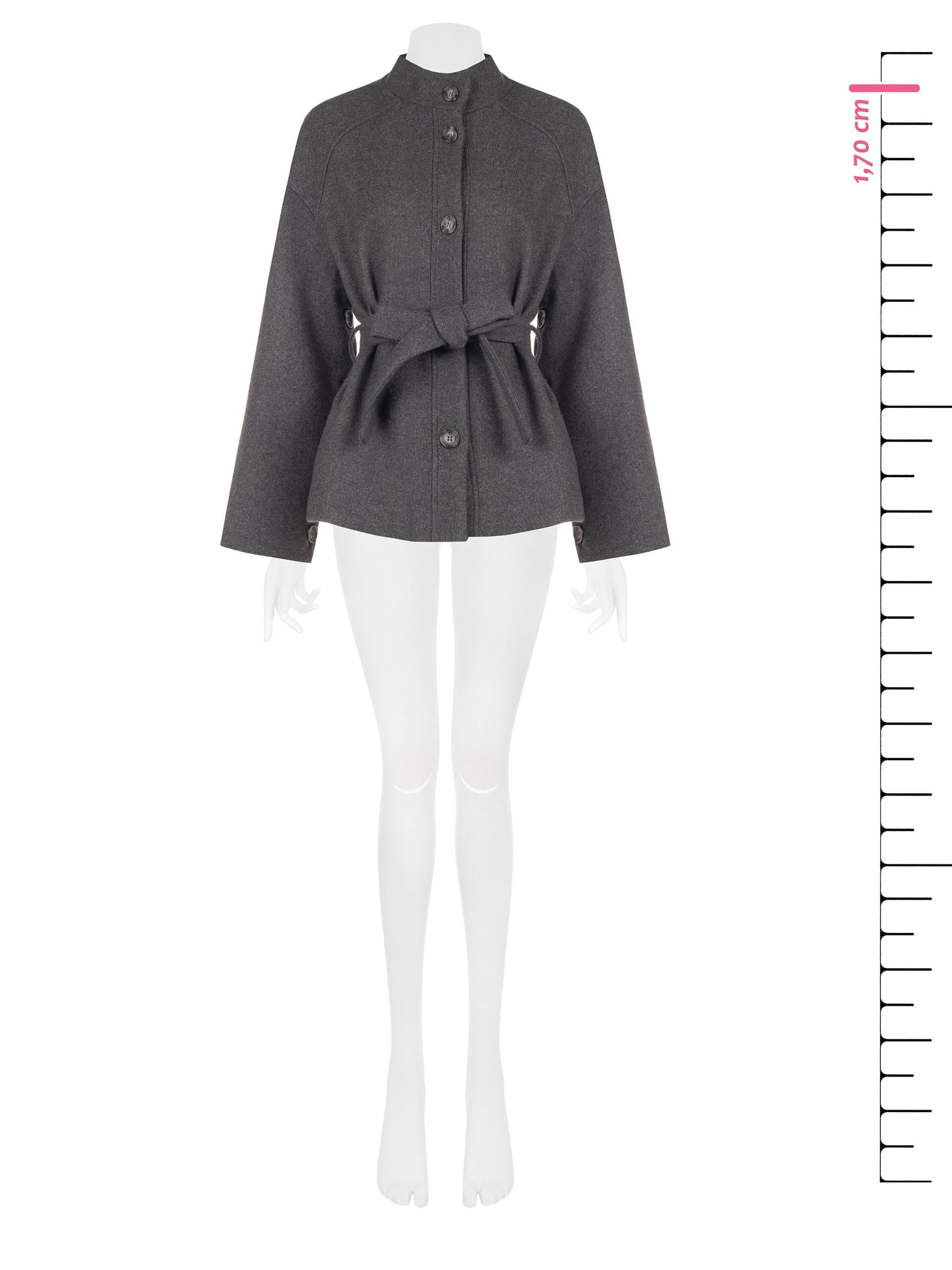 Manteau ample en laine mélangée, à manches longues et ceinture assortie, marque Rinascimento