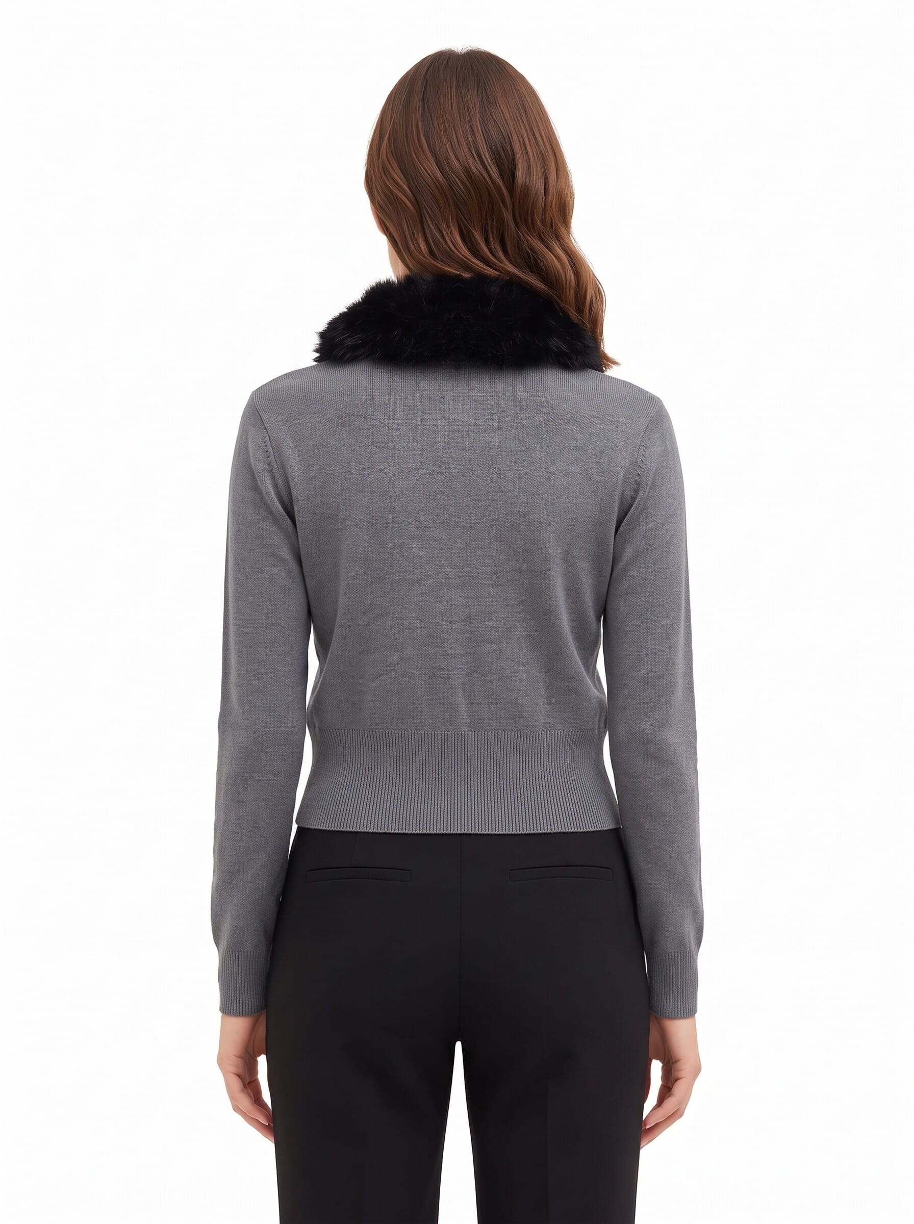 Cardigan Polo Con Collo In Pelliccia Sintetica Removibile Rinascimento