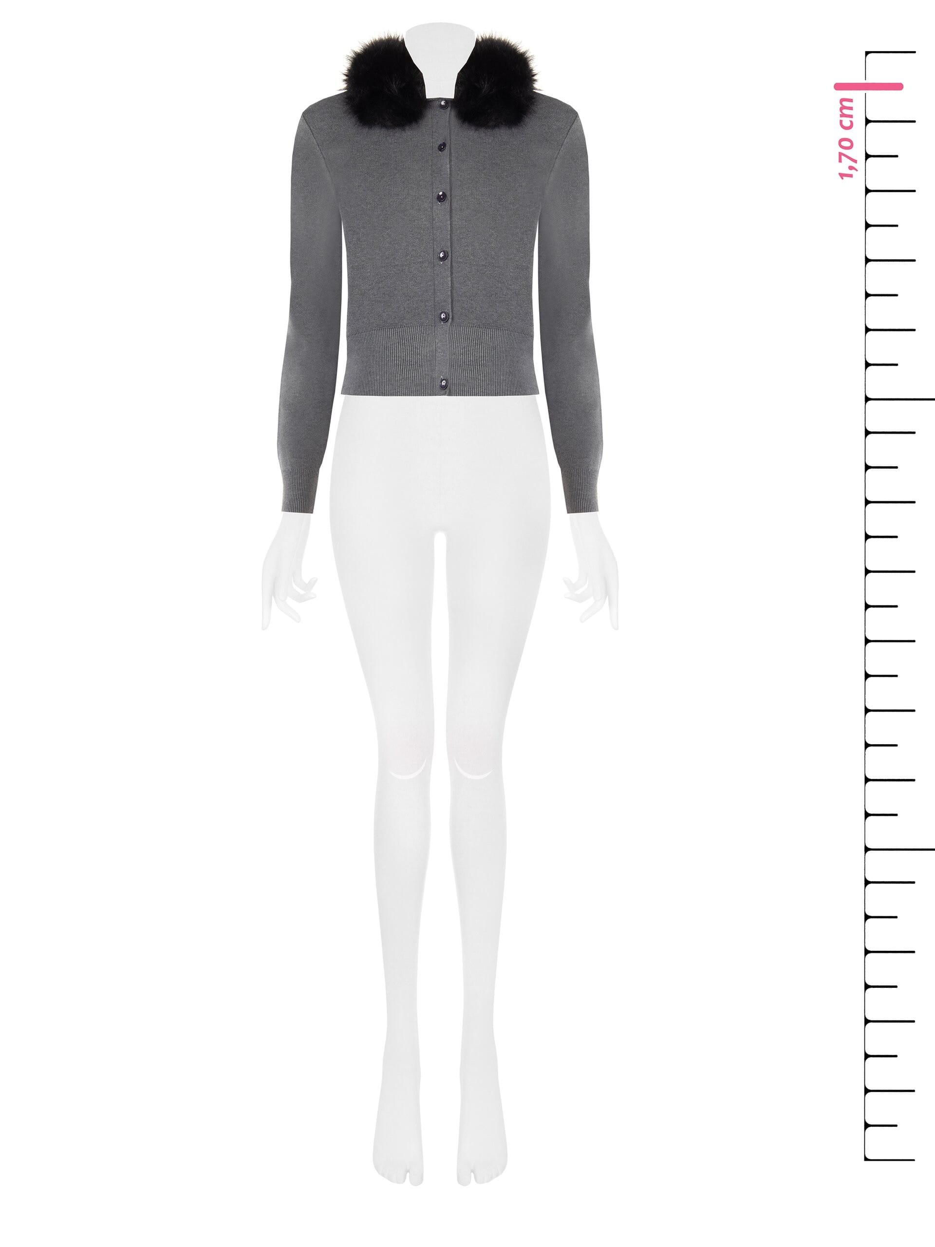 Cardigan Polo Con Collo In Pelliccia Sintetica Removibile Rinascimento