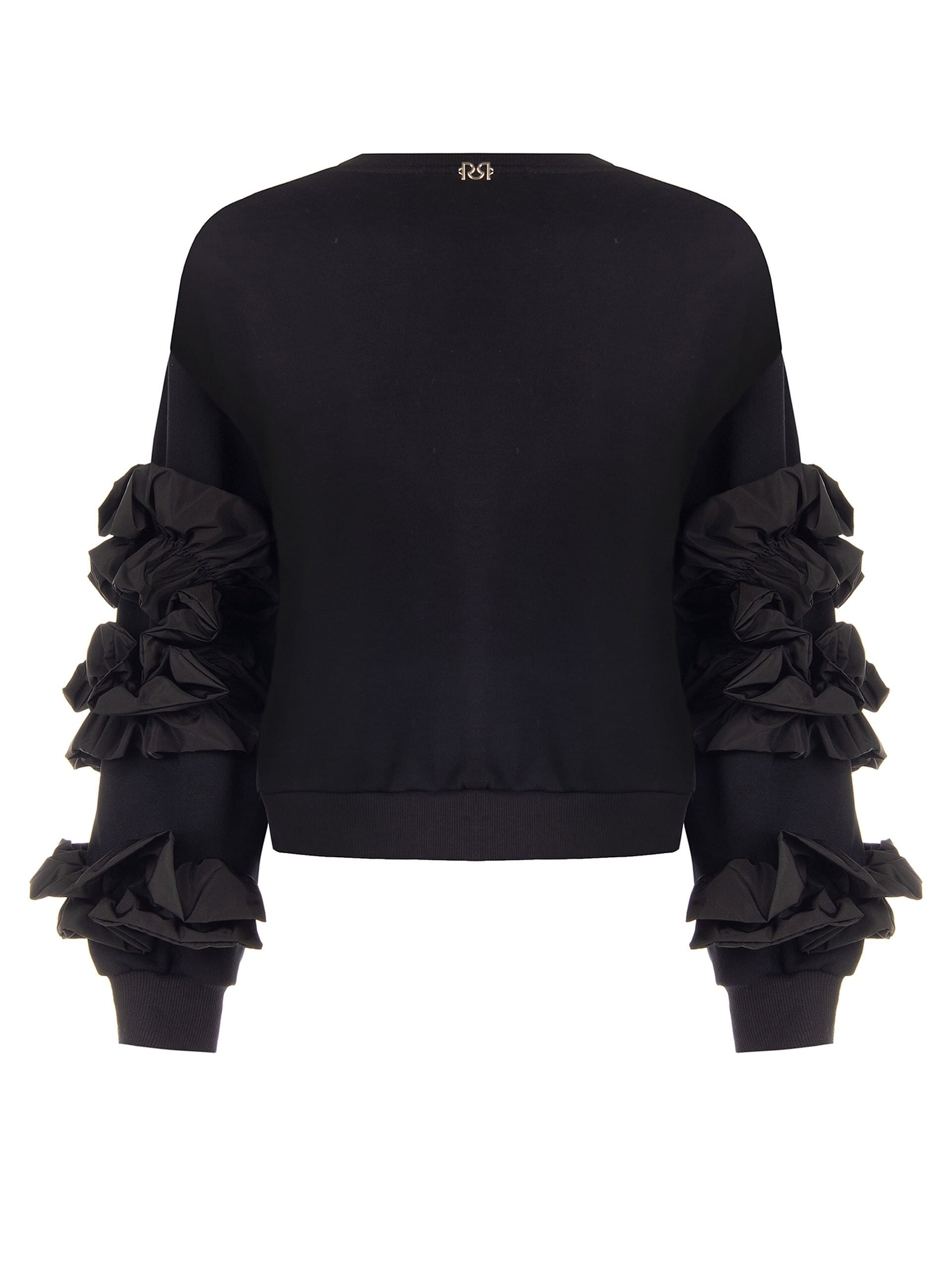 Felpa Regular In Cotone Con Rouche Taffeta Sulle Maniche Rinascimento