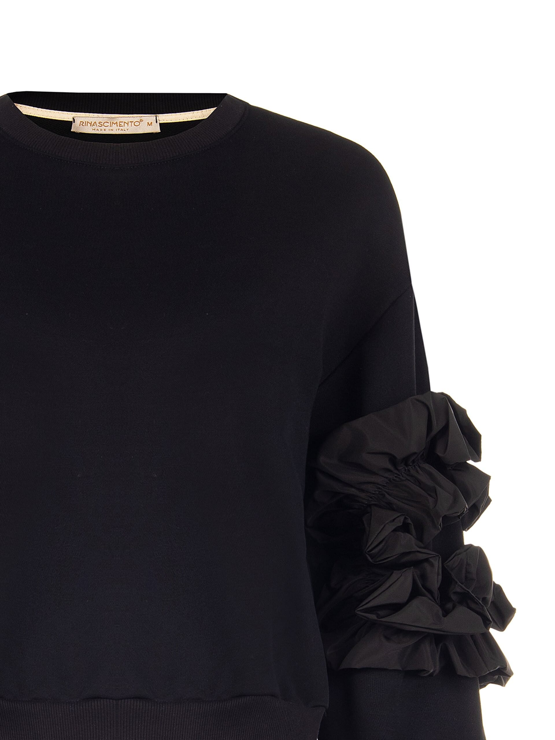 Felpa Regular In Cotone Con Rouche Taffeta Sulle Maniche Rinascimento
