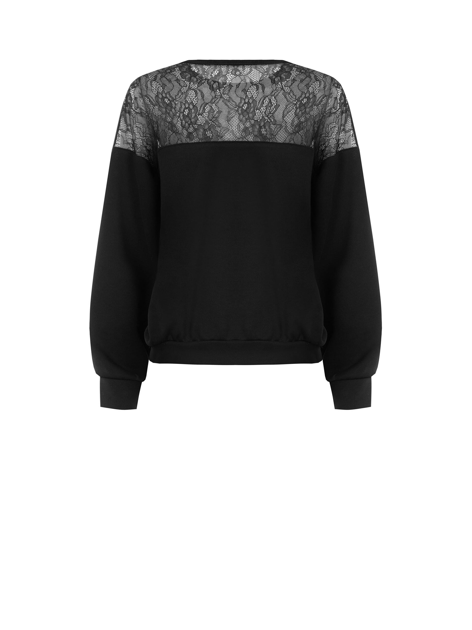 Felpa Over In Cotone Con Inserto In Pizzo Rinascimento