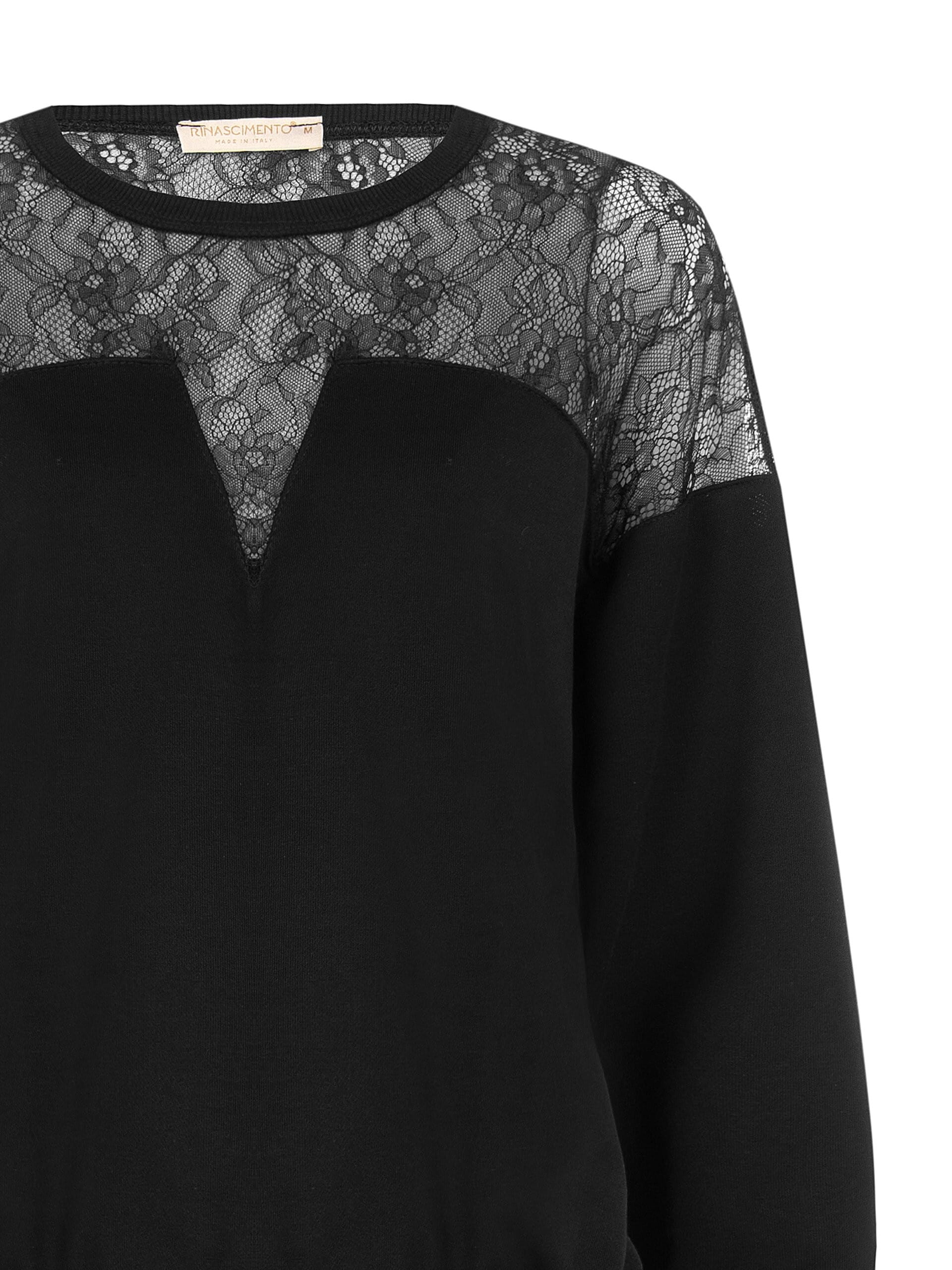 Felpa Over In Cotone Con Inserto In Pizzo Rinascimento