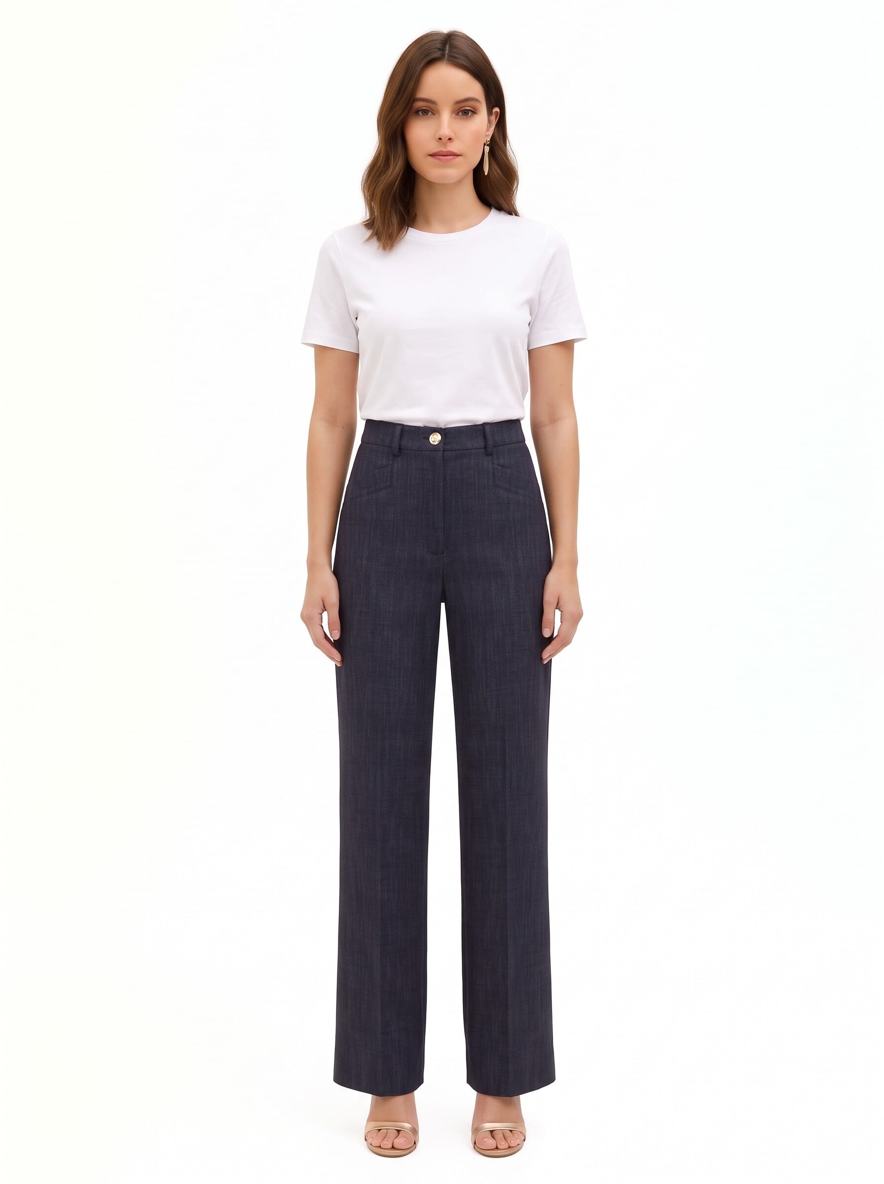 Pantalon à jambes larges en point de Milan « Rinascimento »