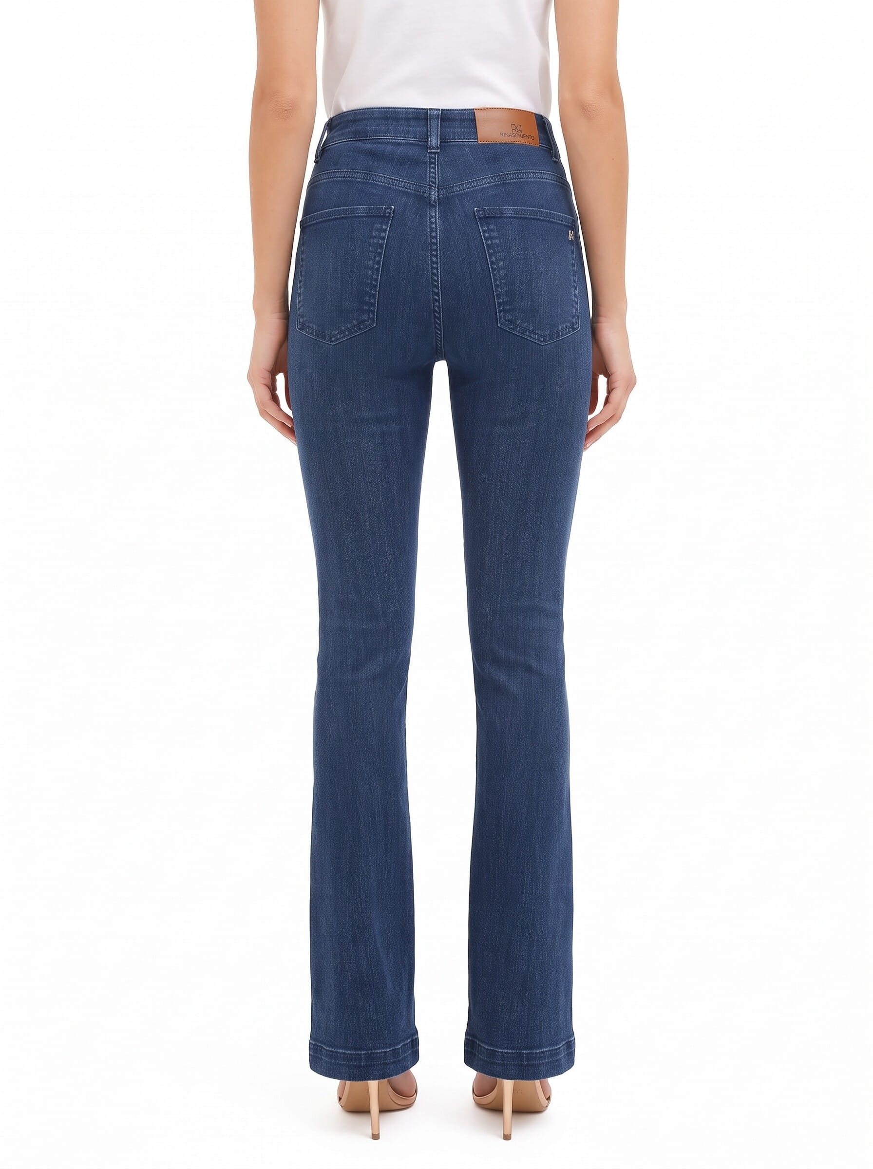 Rinascimento Stretch Skinny Flared Jeans with Front Zips