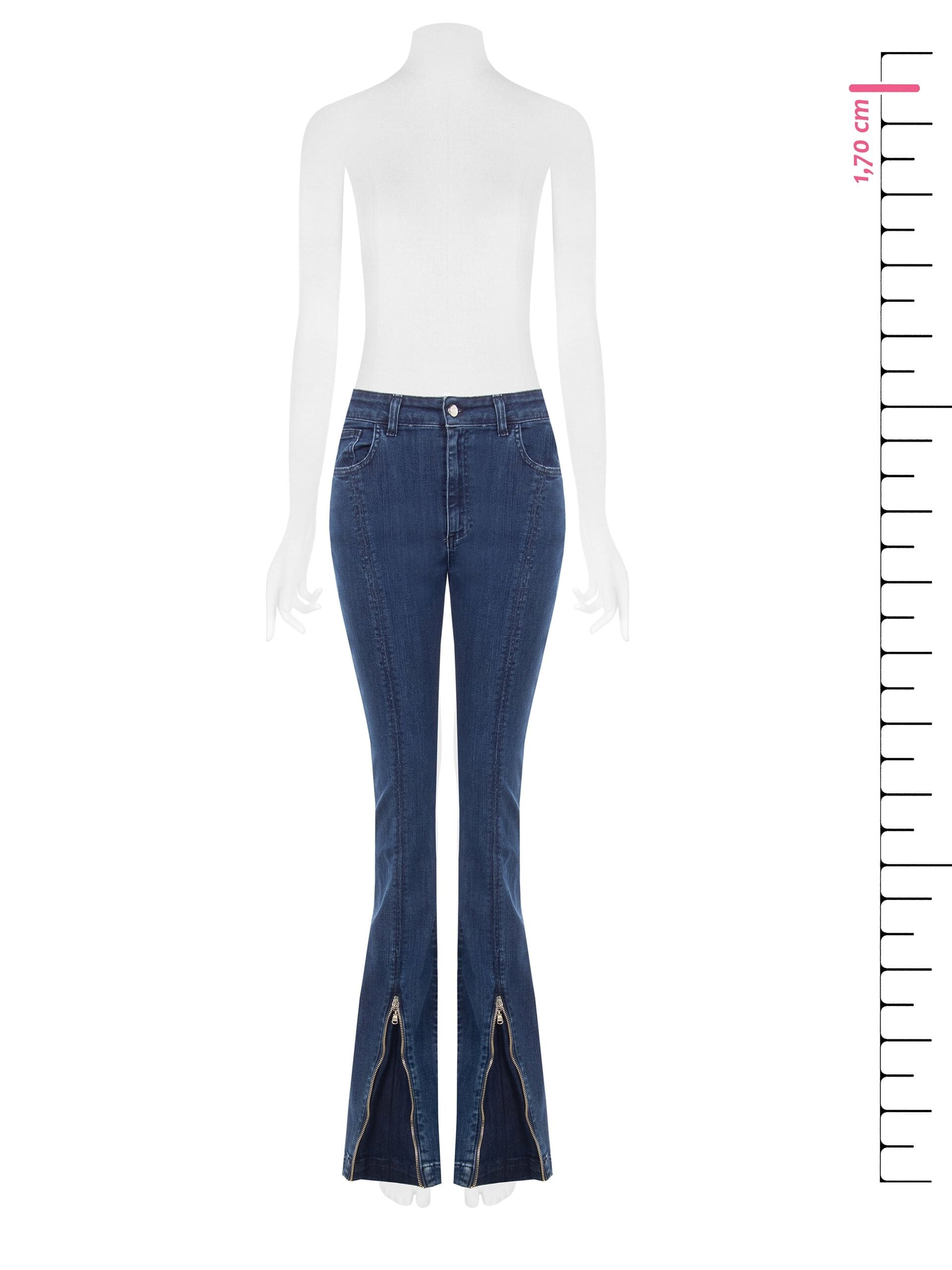 Rinascimento Stretch Skinny Flared Jeans with Front Zips