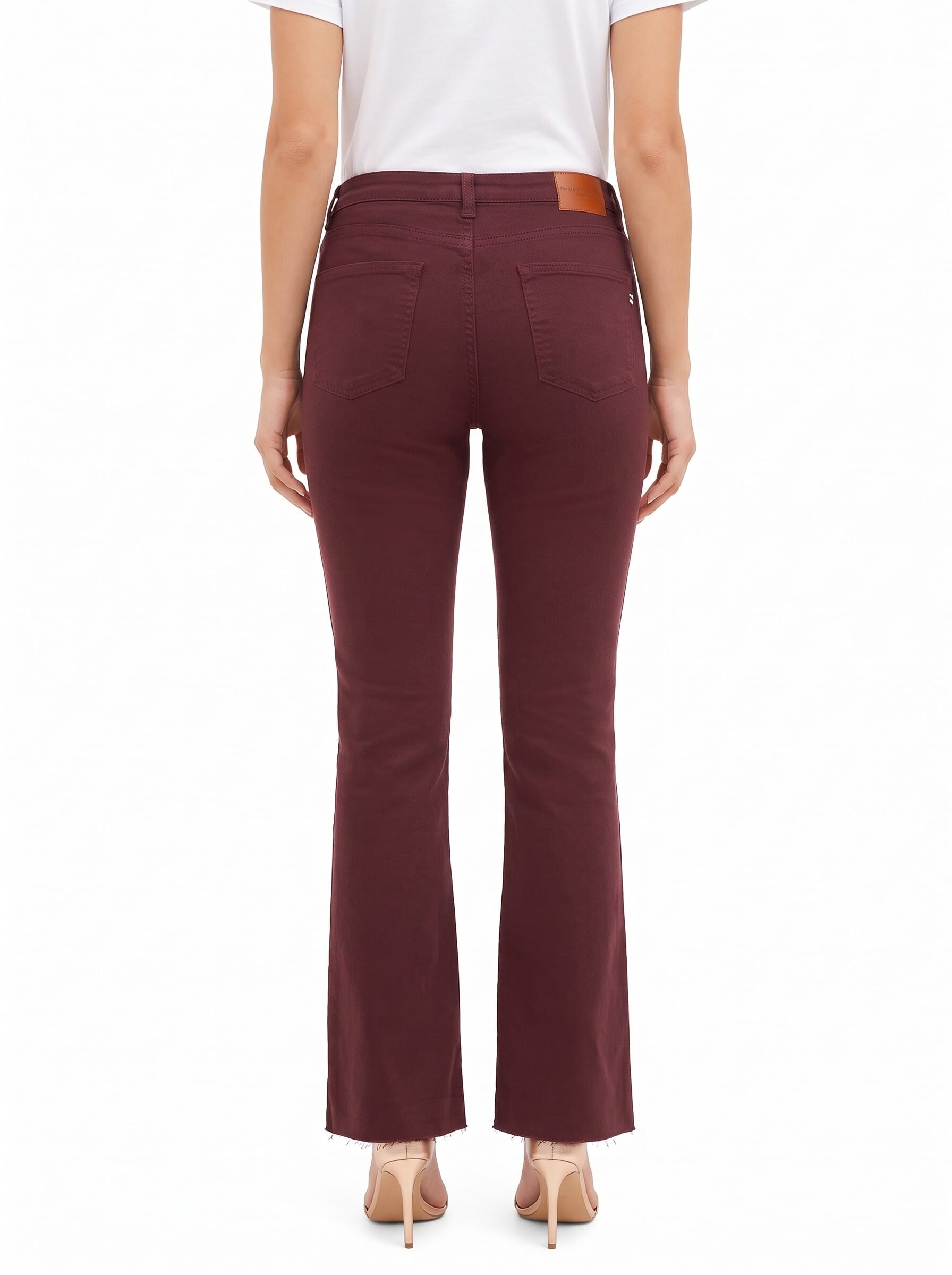 Rinascimento Stretch Flare Jeans with Raw-Cut Hems