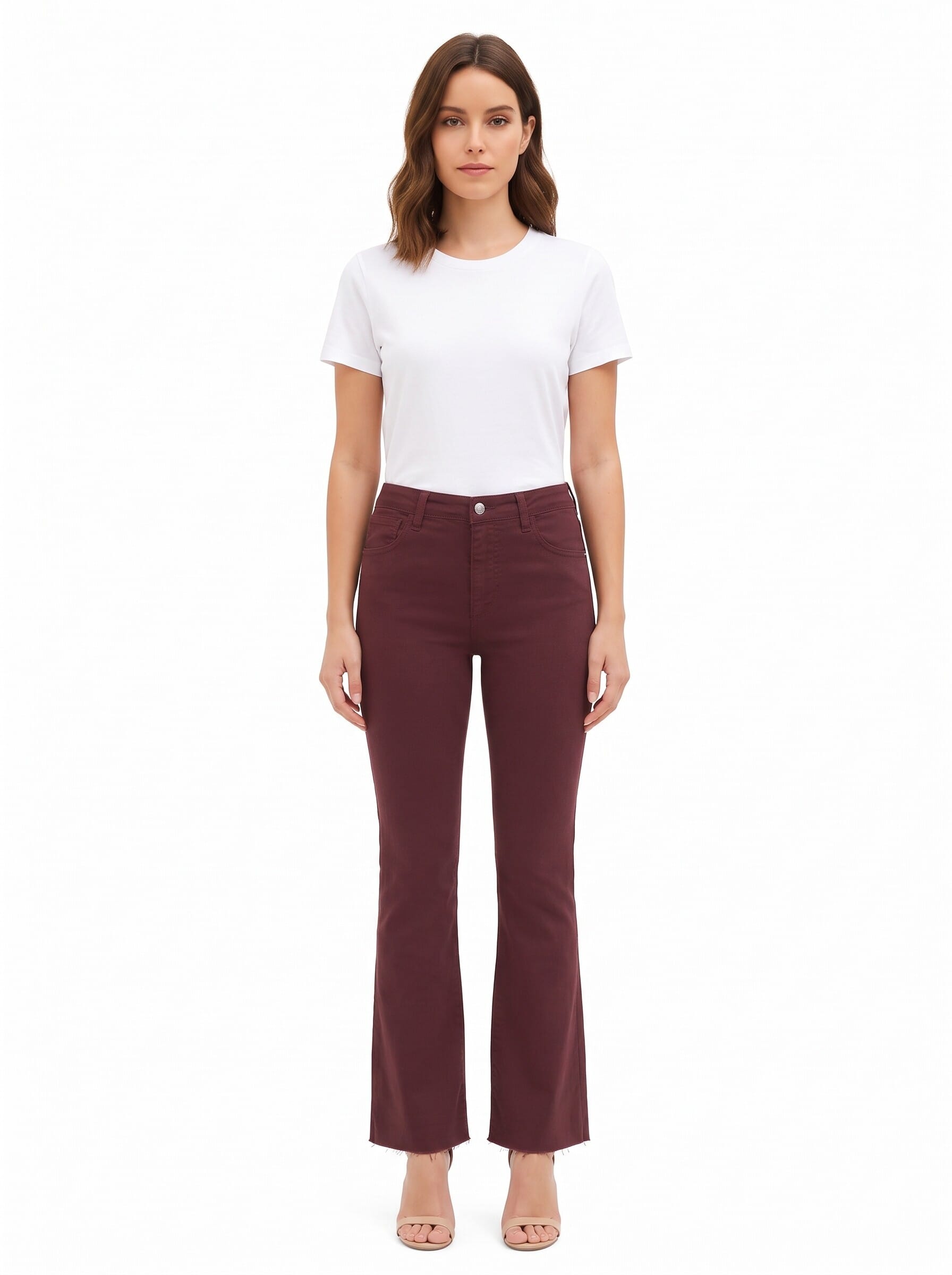 Rinascimento Stretch Flare Jeans with Raw-Cut Hems