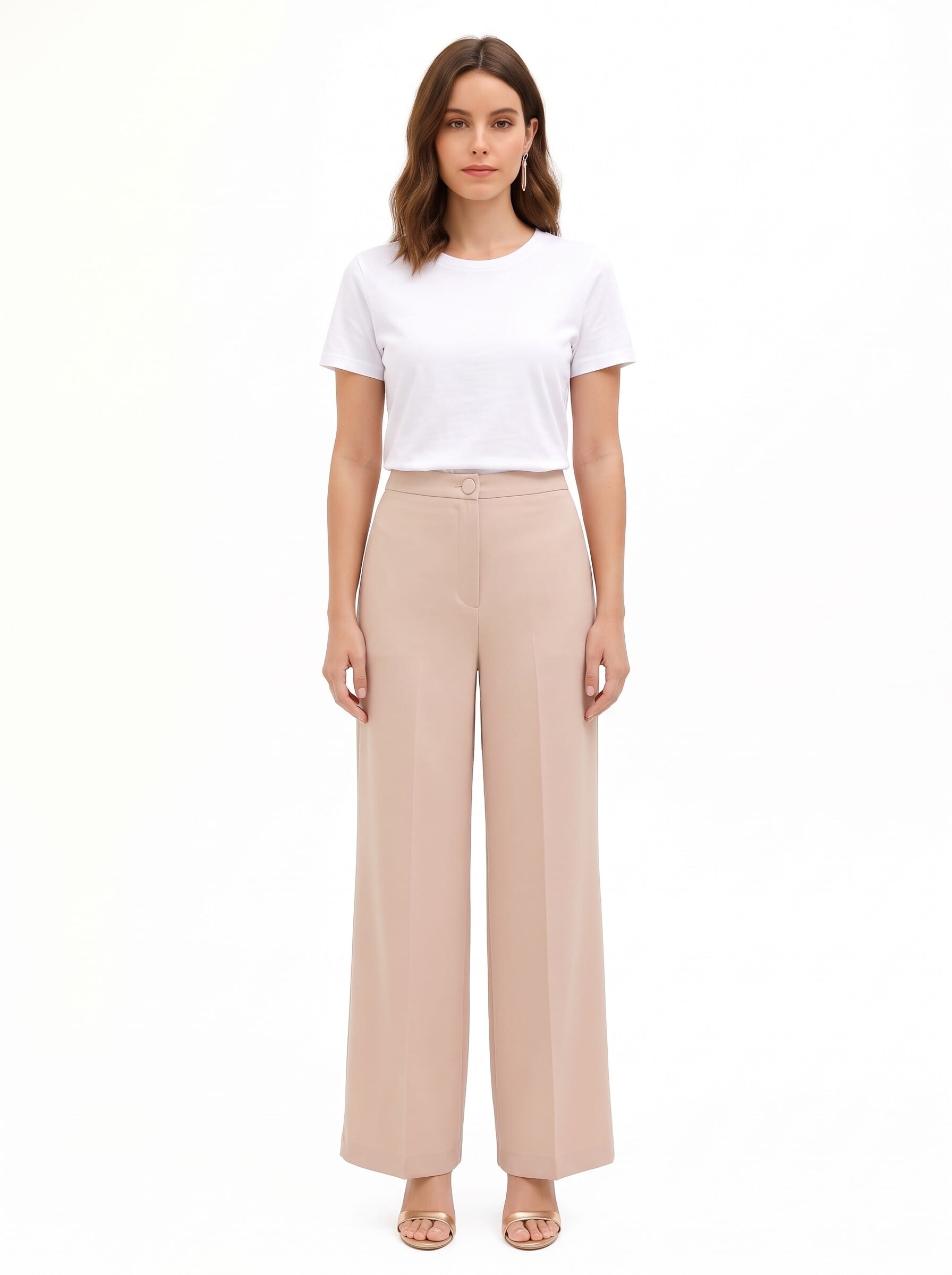 Pantalon Palazzo en tissu Cadi sans poches, modèle Rinascimento
