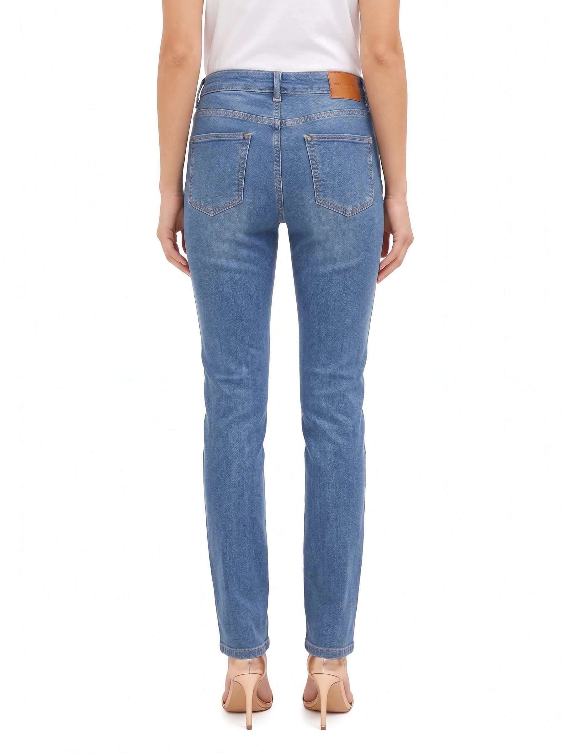 Straight-leg Stretch Jeans, Medium Wash, Rinascimento
