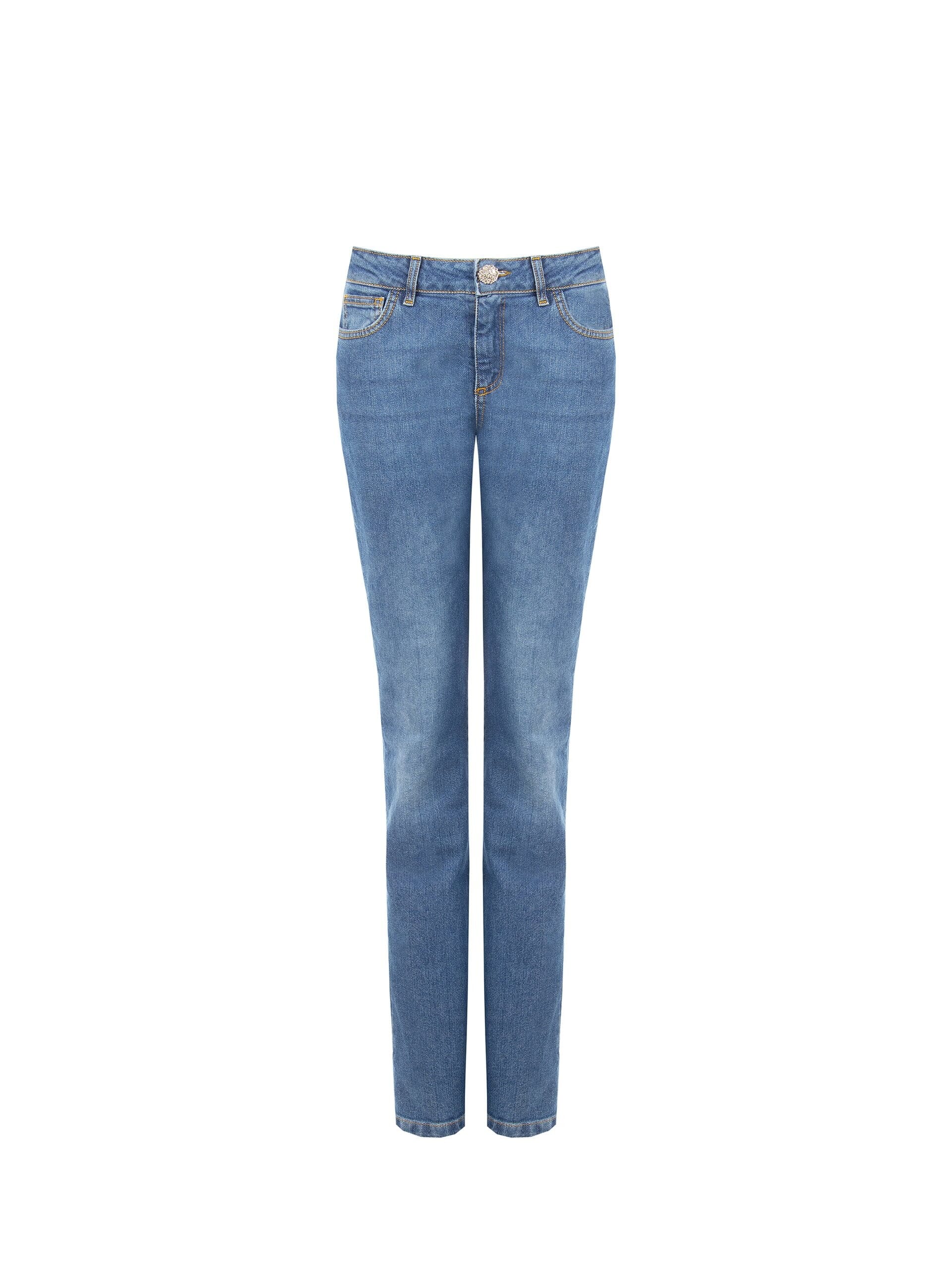 Straight-leg Stretch Jeans, Medium Wash, Rinascimento
