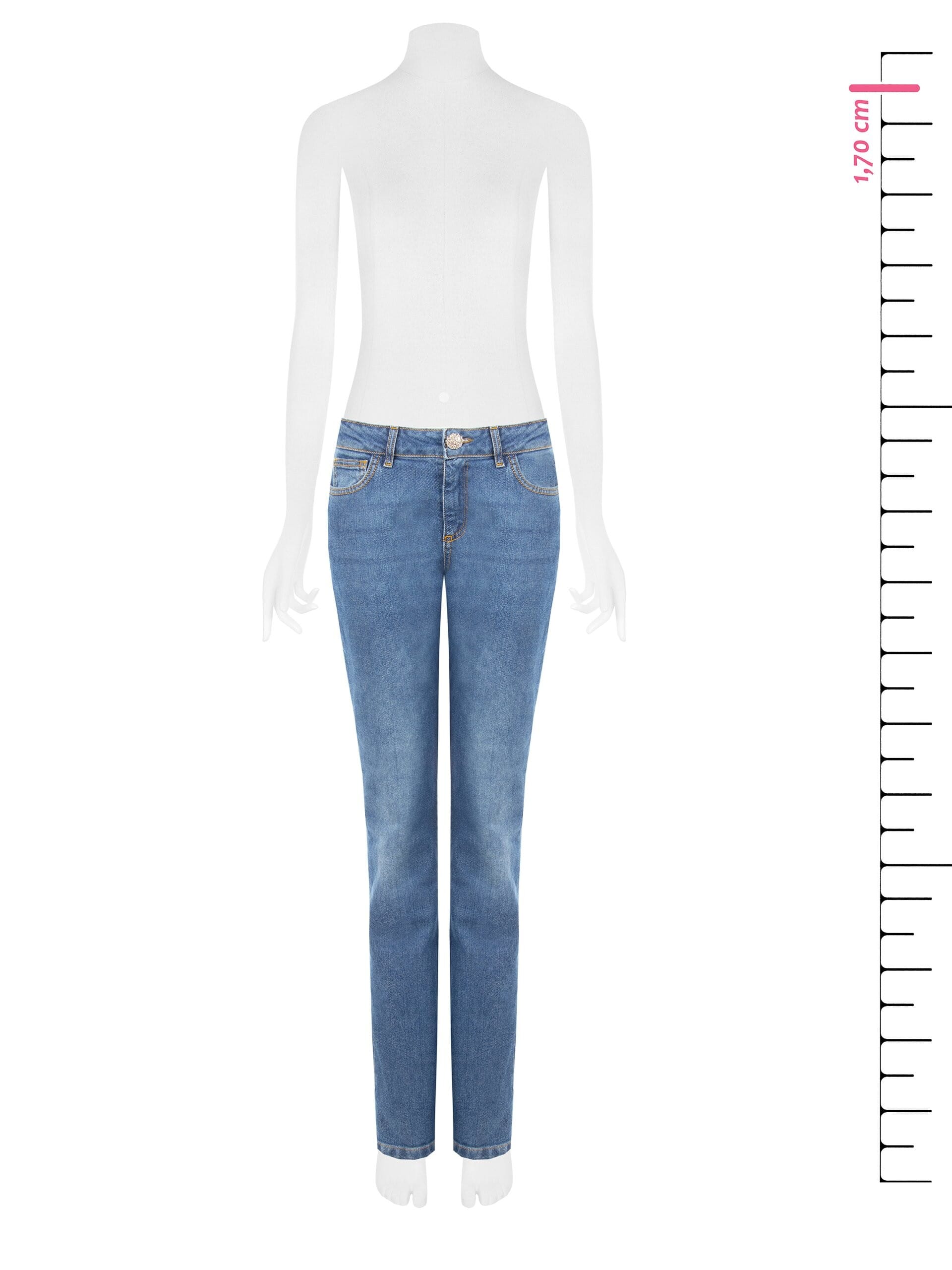 Straight-leg Stretch Jeans, Medium Wash, Rinascimento