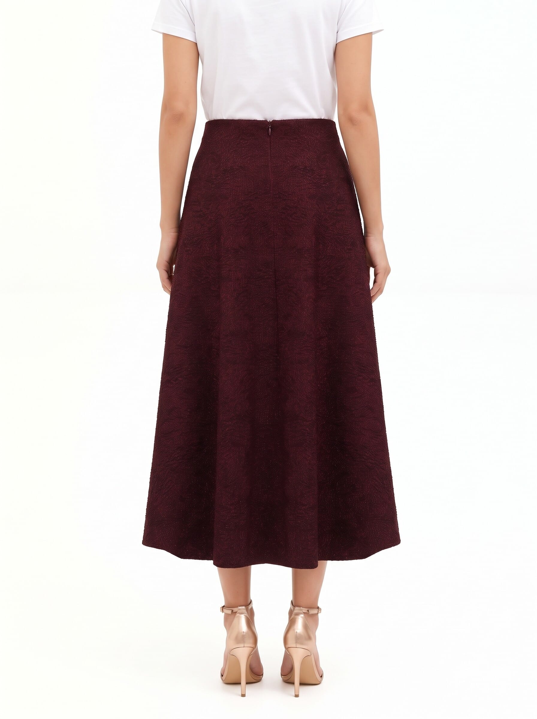 Gonna Lunga Svasata In Jacquard Goffrato Con Lurex Rinascimento