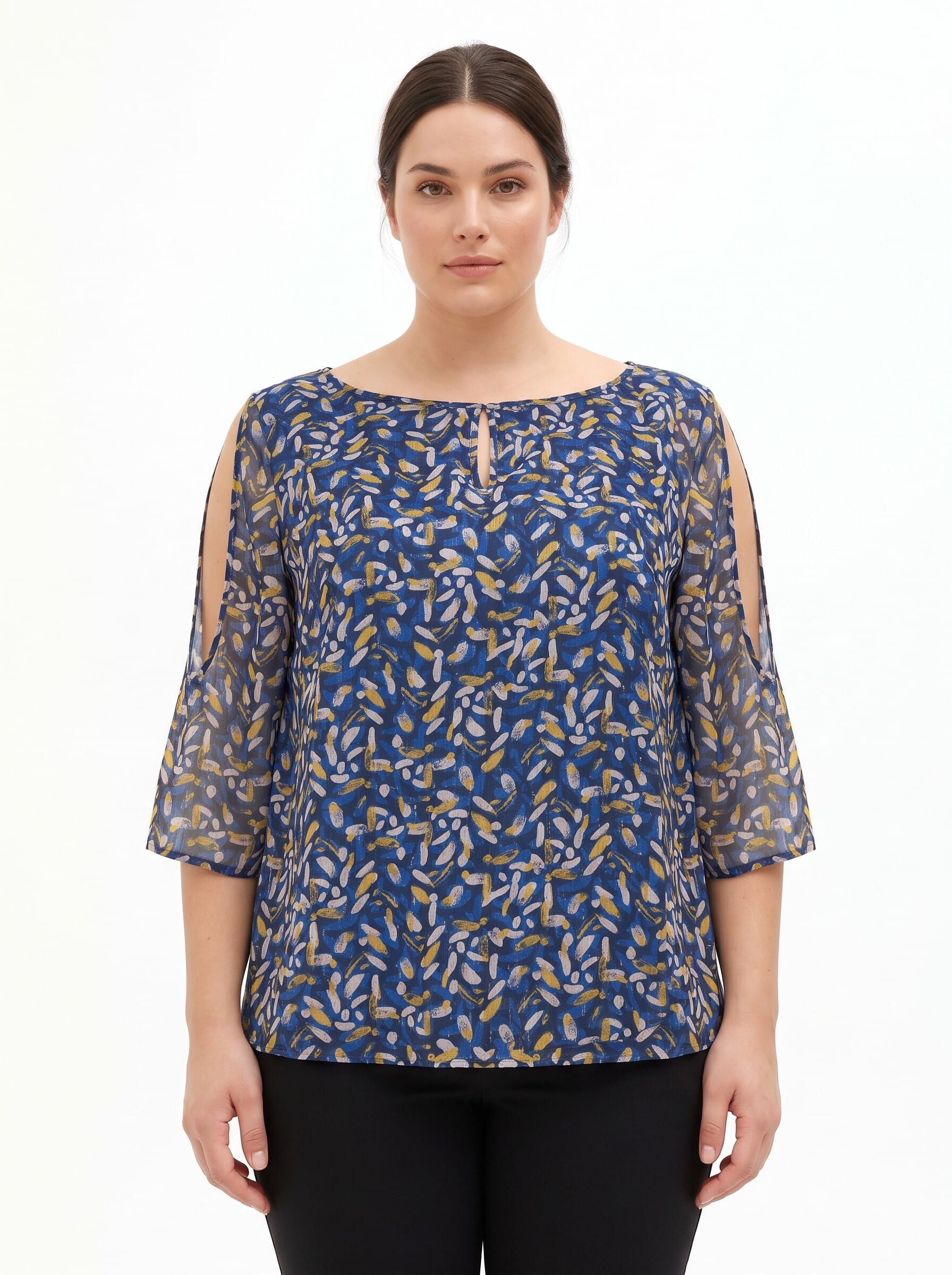 Blusa Curvy Fluida In Georgette Con Scollo A Goccia Spalle Scoperte E Dettagli Lurex Rinascimento Curvy