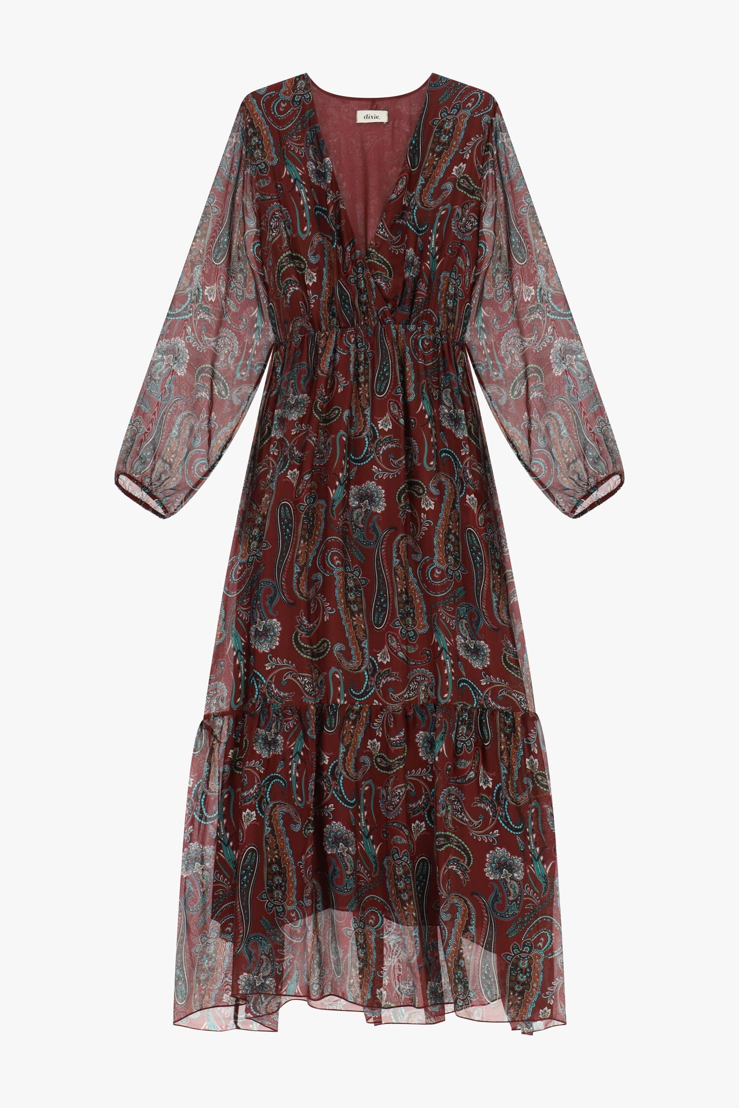 Abito Lungo Stampa Paisley Con Maniche Ampie Dixie