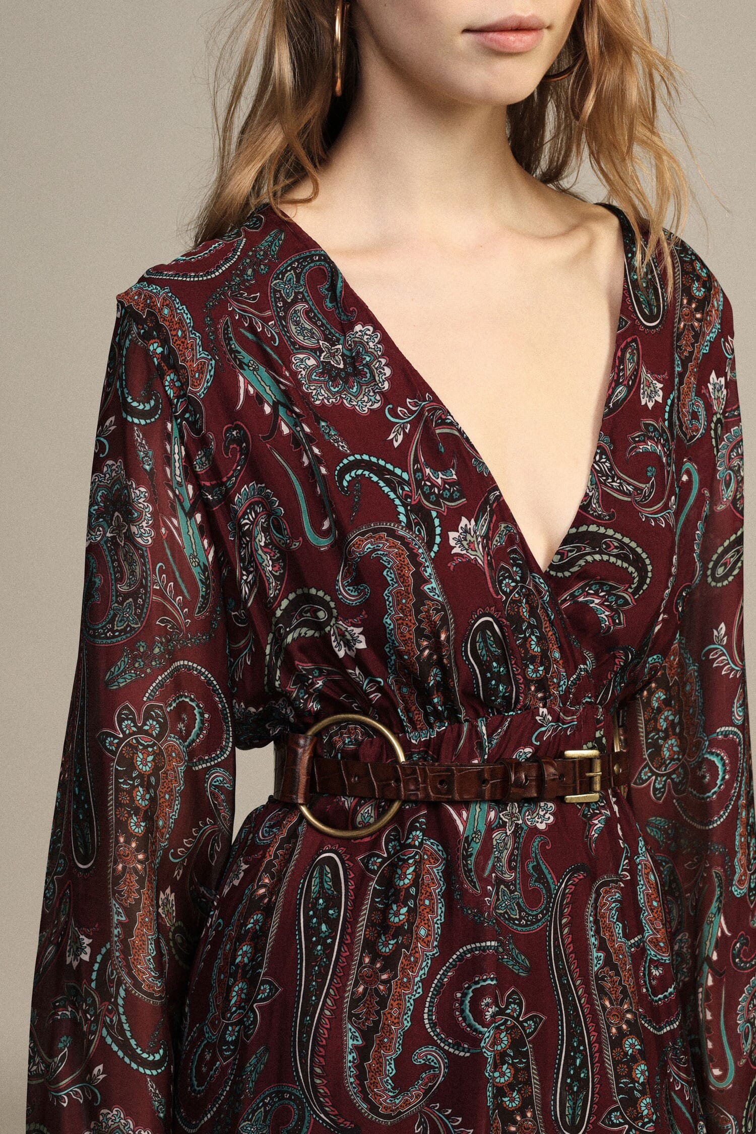 Abito Lungo Stampa Paisley Con Maniche Ampie Dixie