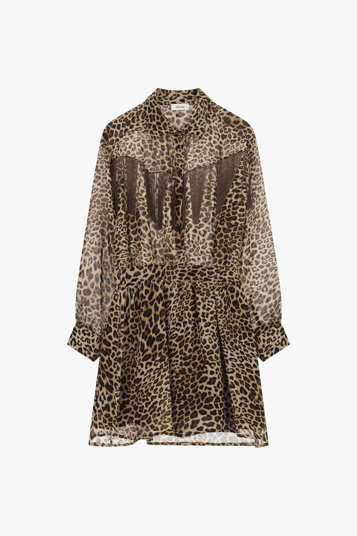 Abito Corto Stampa Animalier Con Frange E Cintura Dixie
