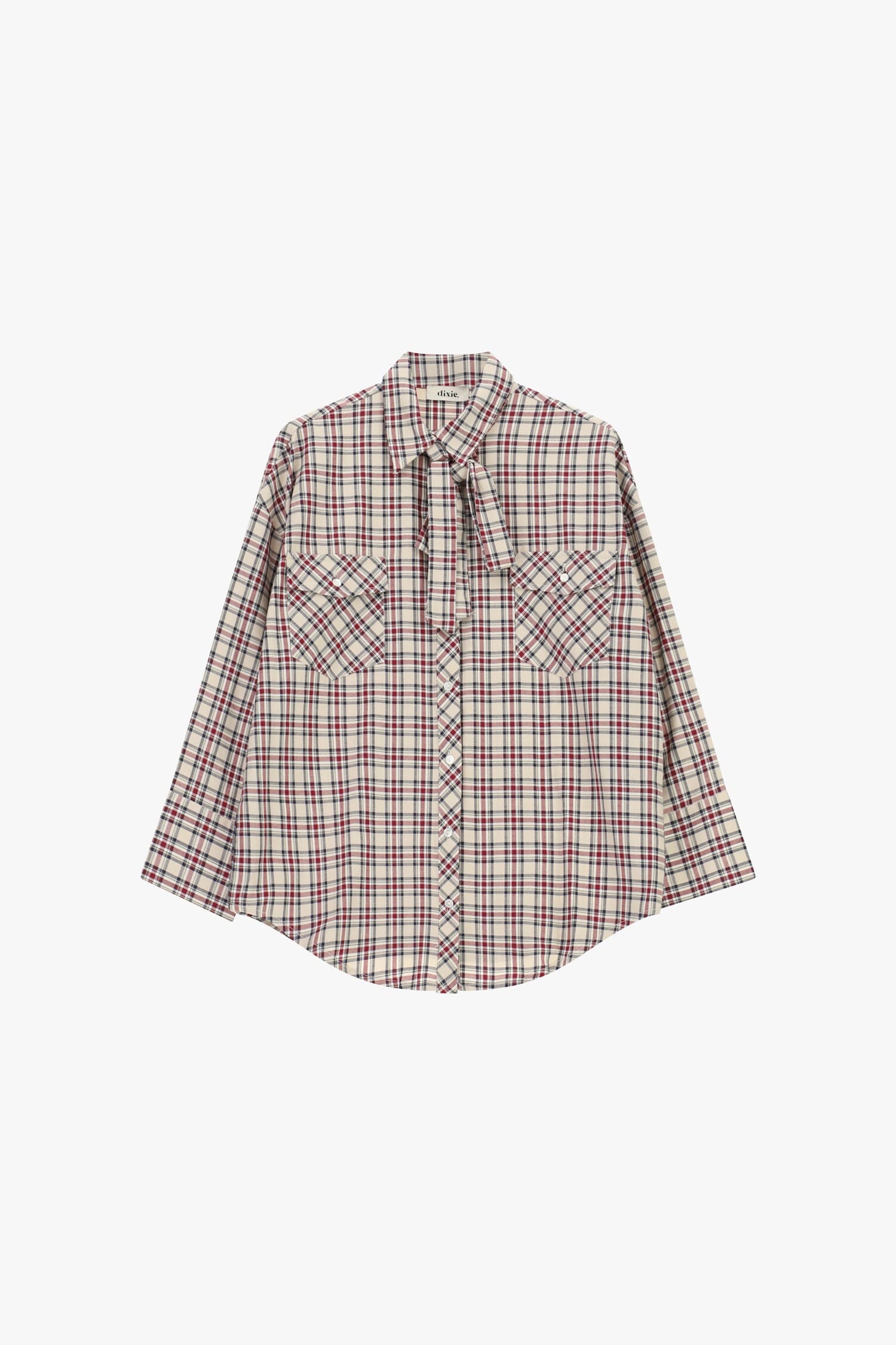 Checked Shirt with Front Pockets and a Dixie Bow