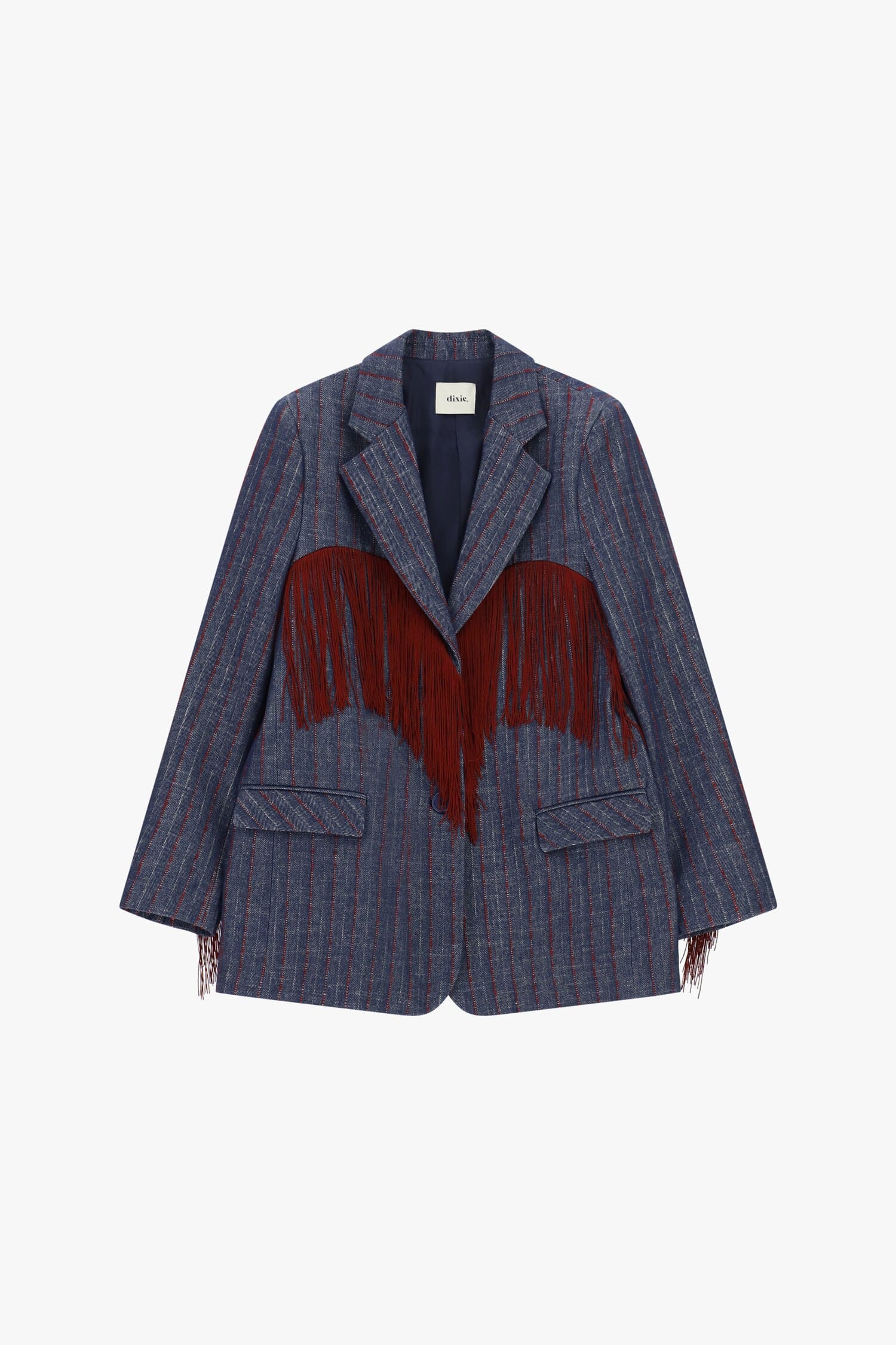 Blazer à rayures avec longues franges décoratives Dixie
