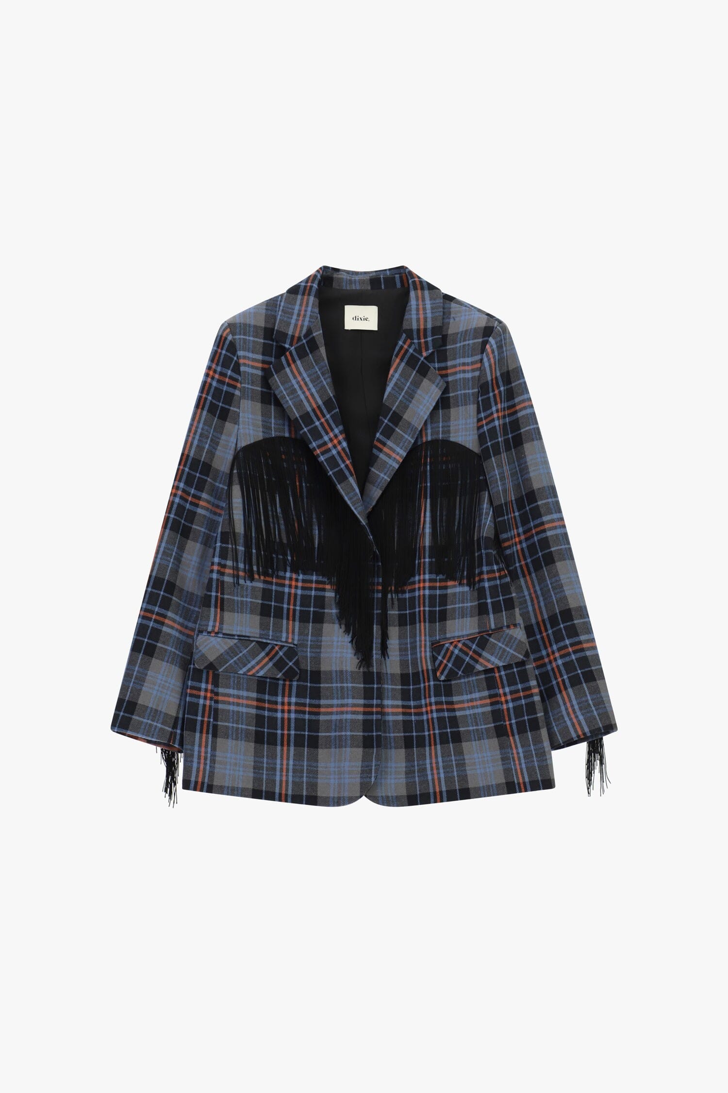 Blazer à carreaux avec franges et poches avant Dixie