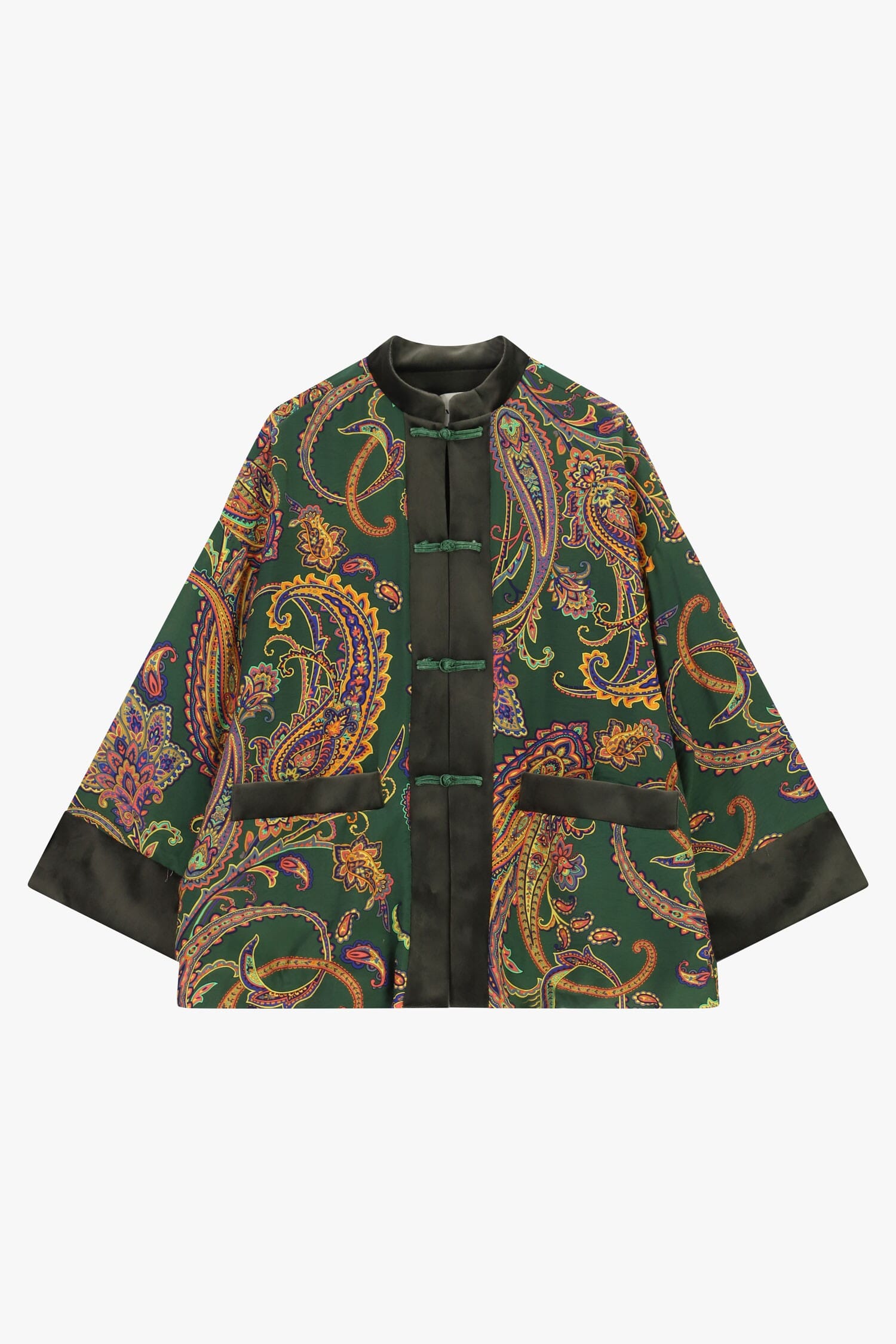 Manteau ample à motif paisley avec fermeture à nœuds Dixie