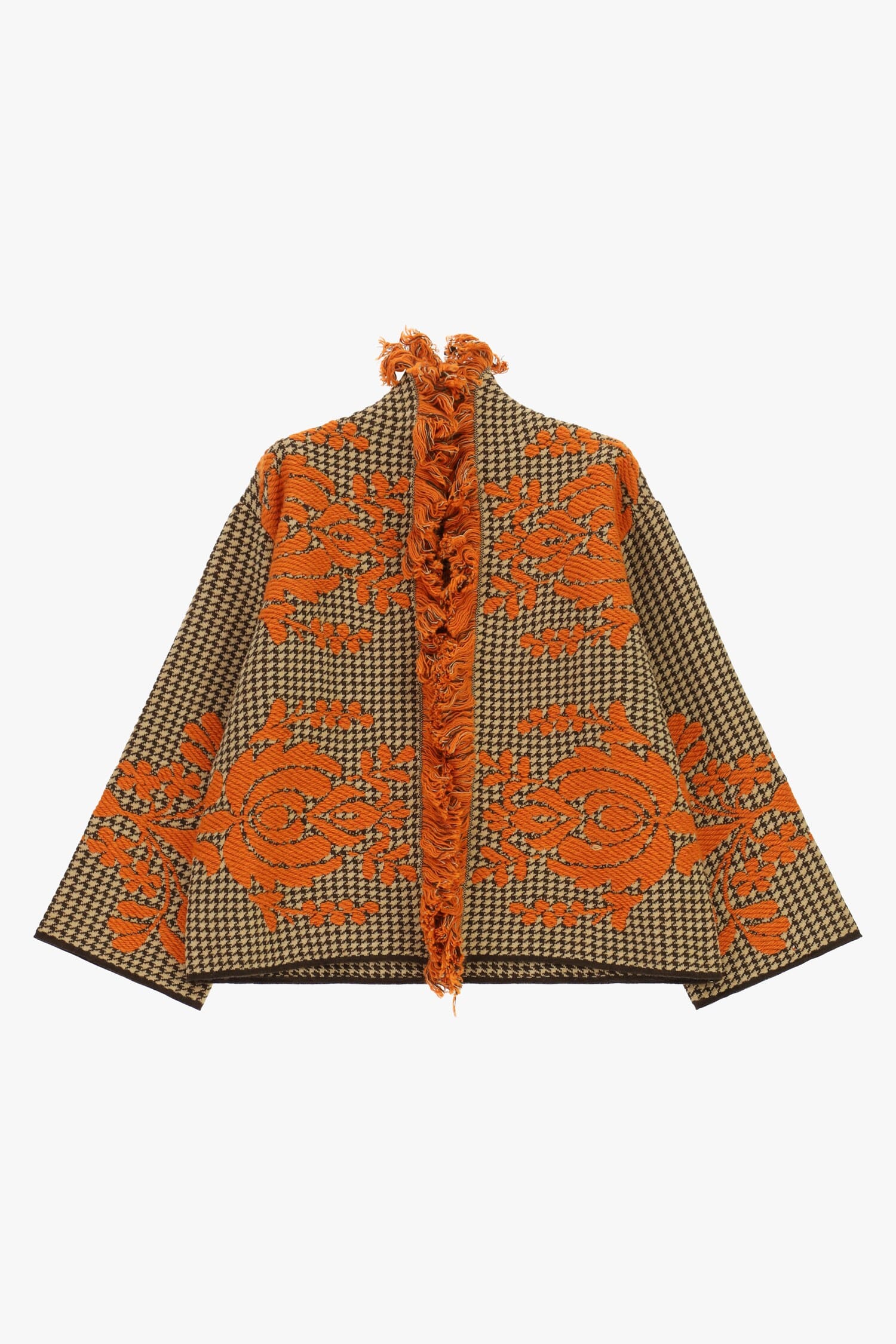 Cape Jacquard à motif floral et franges Dixie