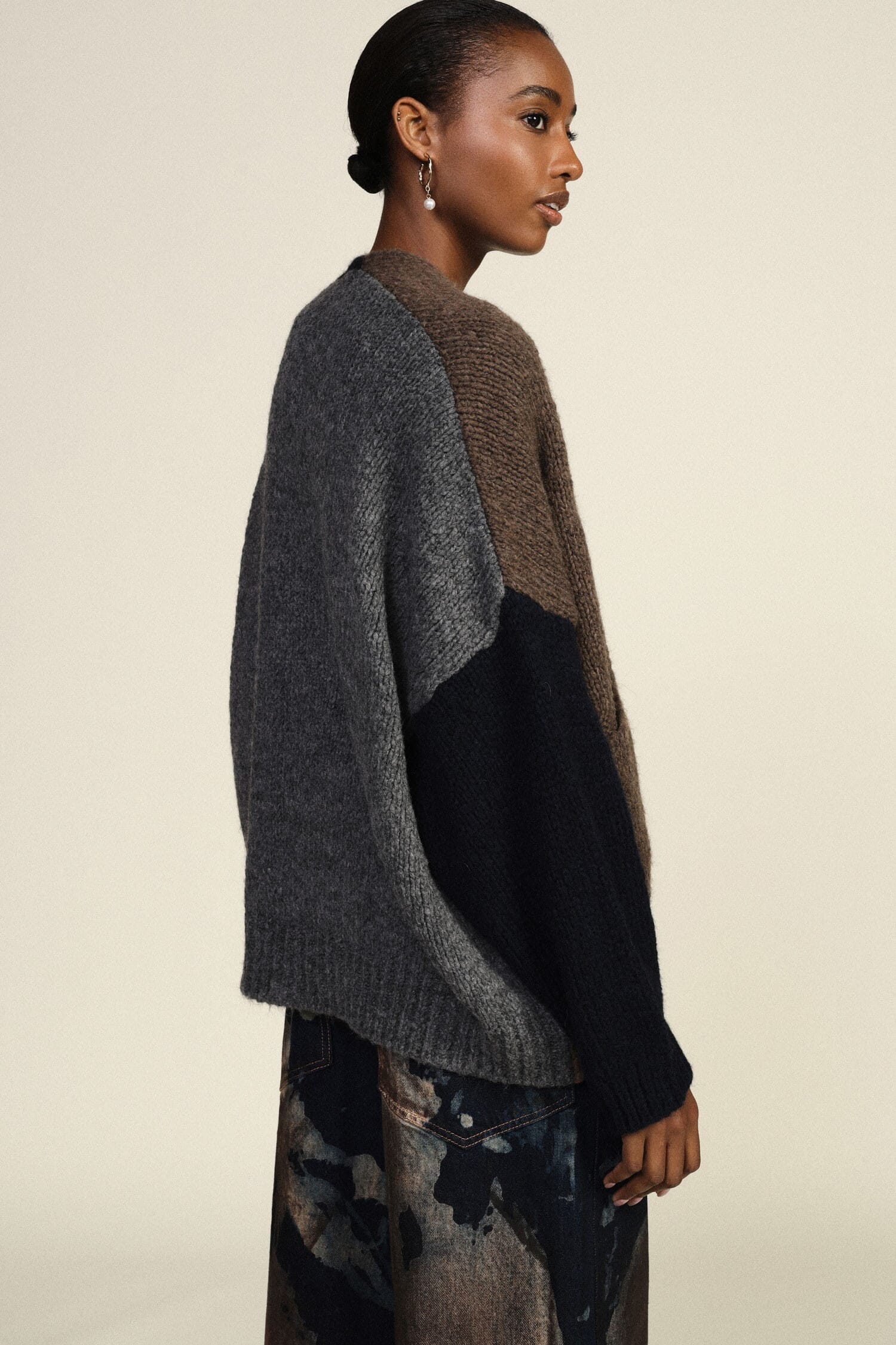 Cardigan Con Bottoni E Motivo A Blocchi Di Colore Dixie
