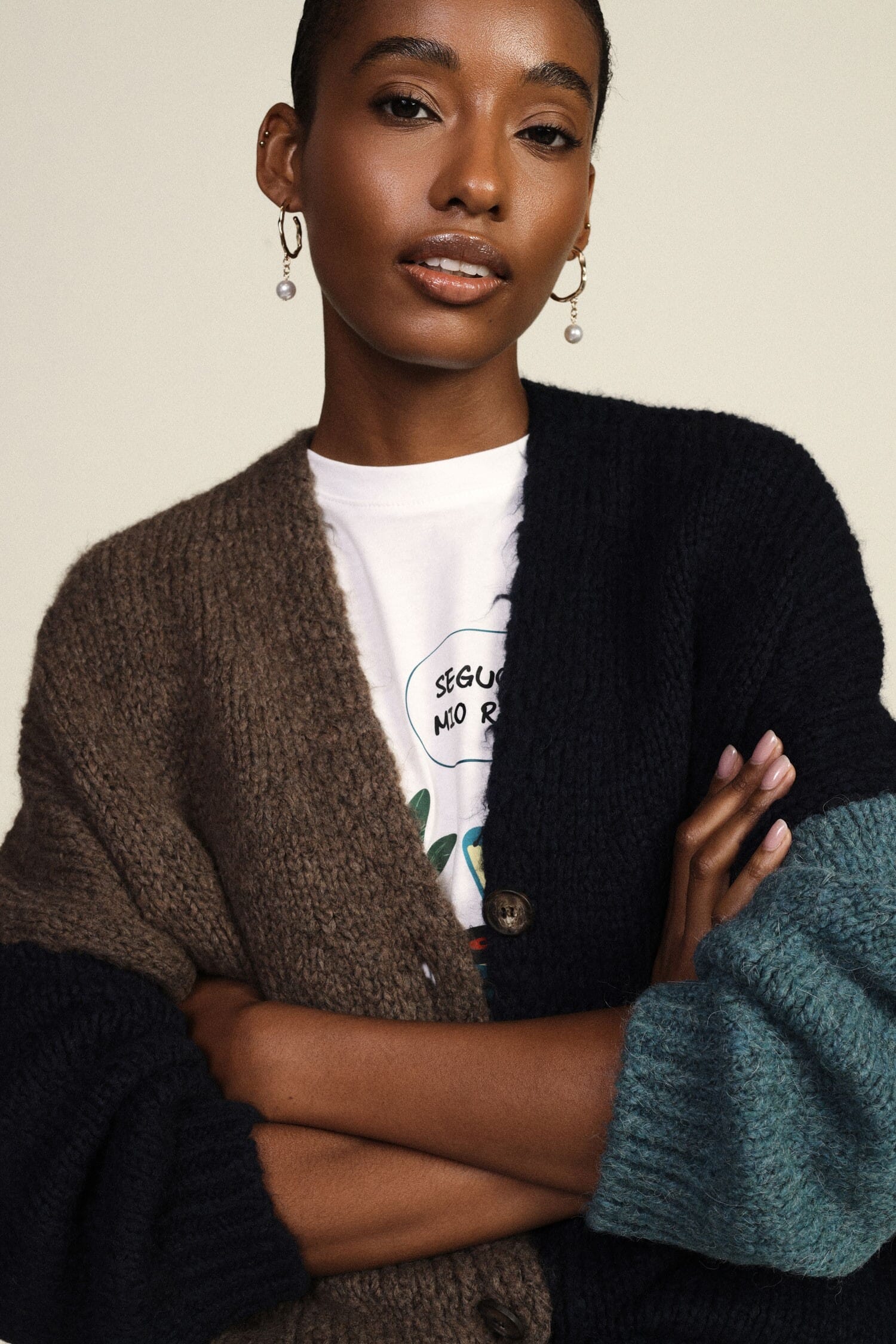 Cardigan Con Bottoni E Motivo A Blocchi Di Colore Dixie