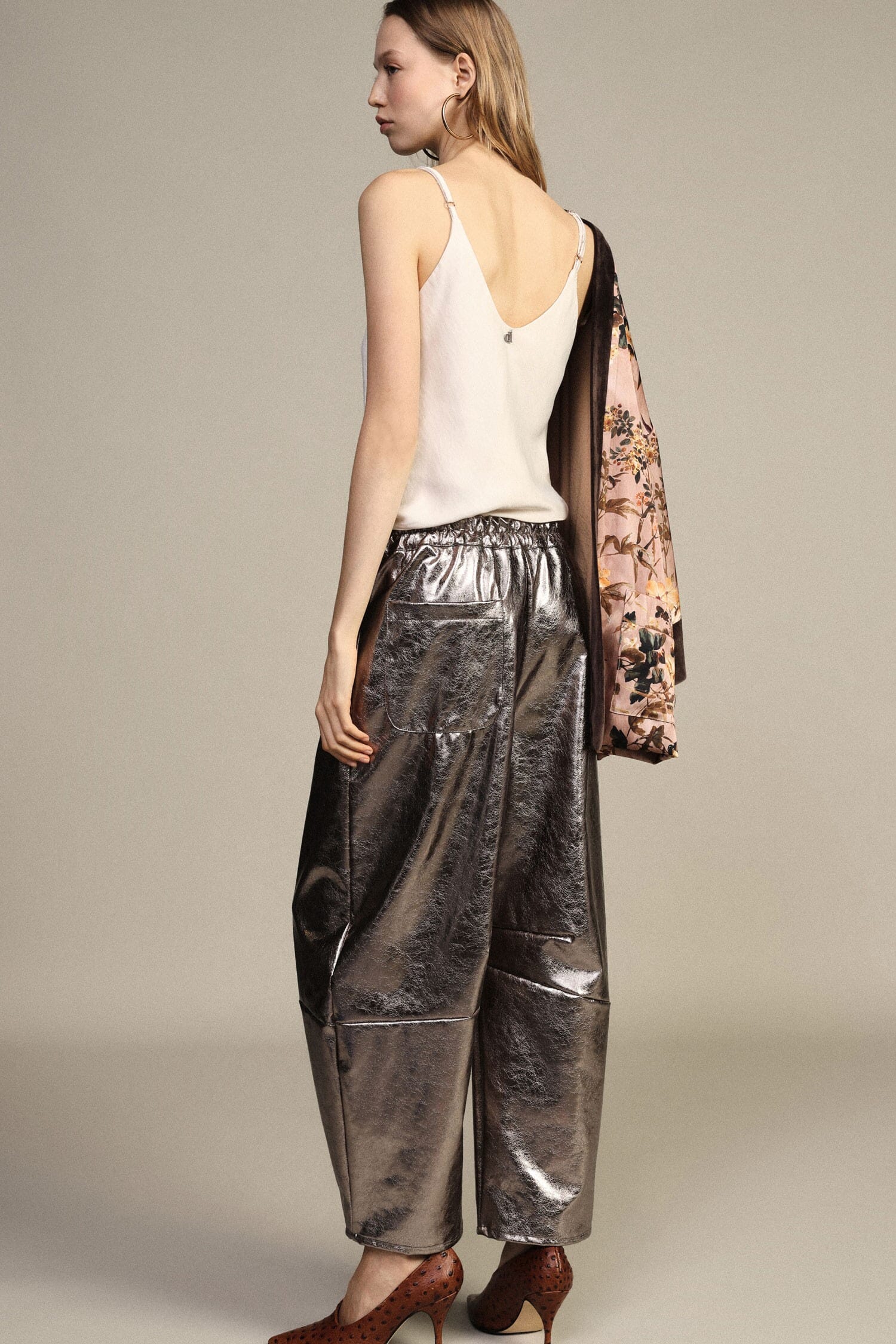 Pantalon ample effet cuir à taille haute Dixie