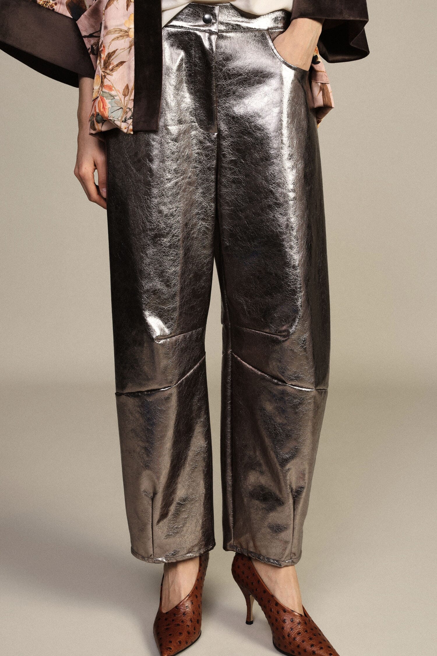 Pantalon ample effet cuir à taille haute Dixie