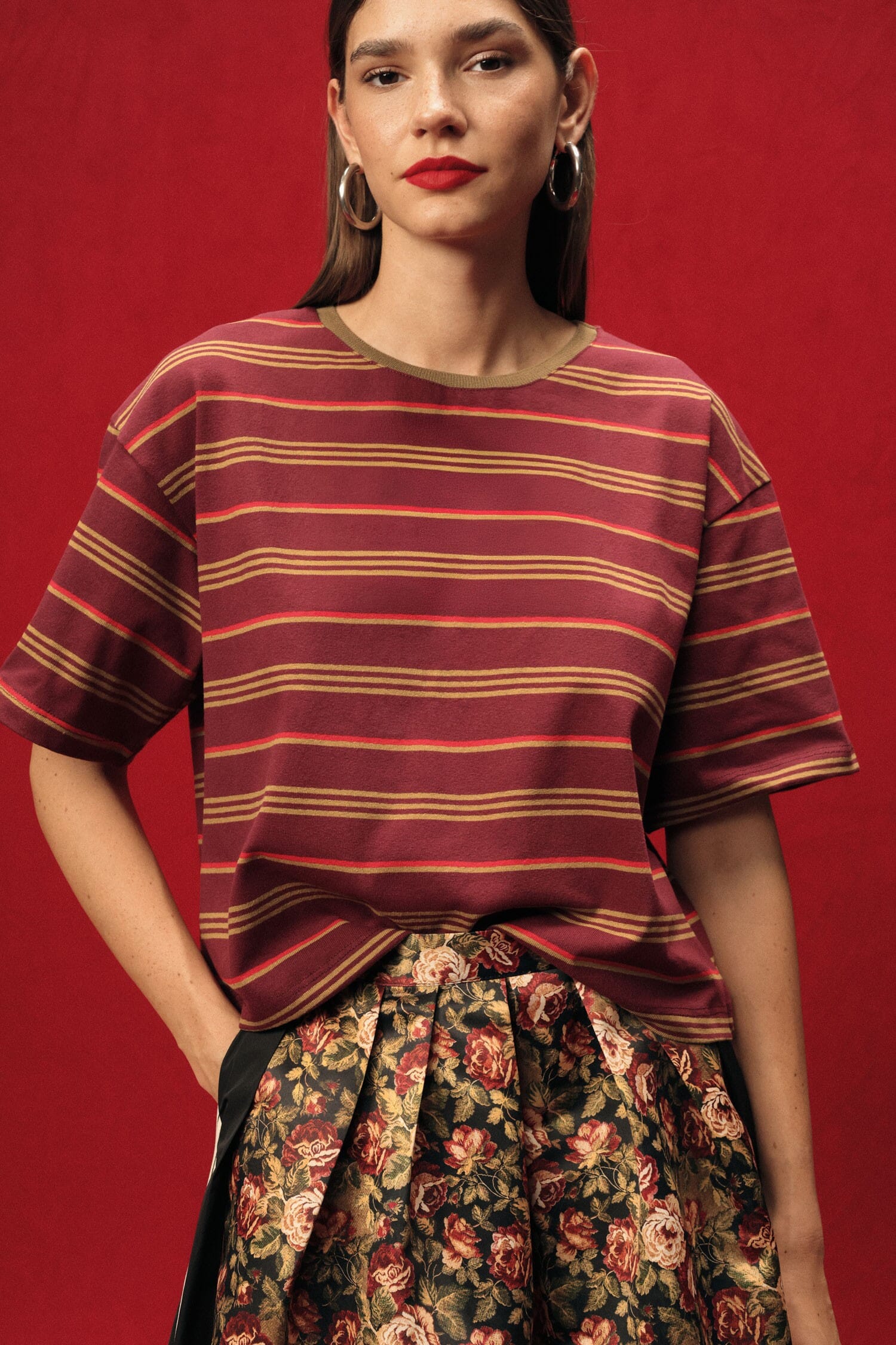 T-Shirt A Righe Vestibilit\Xc3\Xa0 Morbida Girocollo Dixie