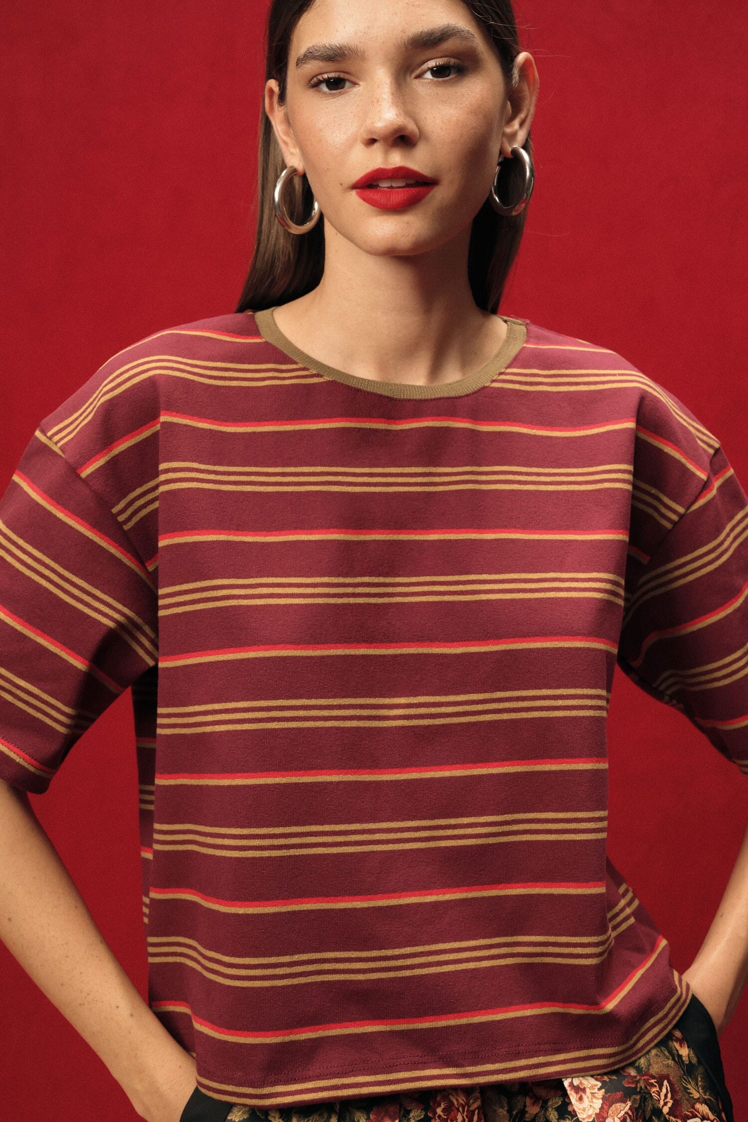 T-Shirt A Righe Vestibilit\Xc3\Xa0 Morbida Girocollo Dixie